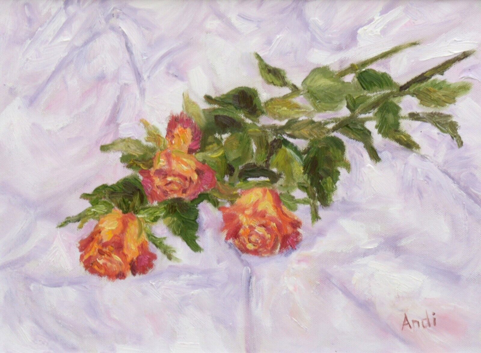 Roses Floral Still Life Oil Painting Signed Framed Original  Andi J Lucas photo for sale