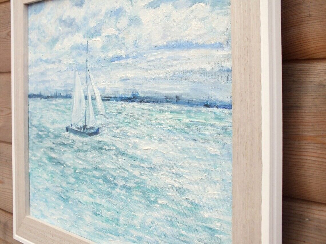 New Original Framed Signed Seascape Painting Normandy Coast France  Andi Lucas photo vinterior