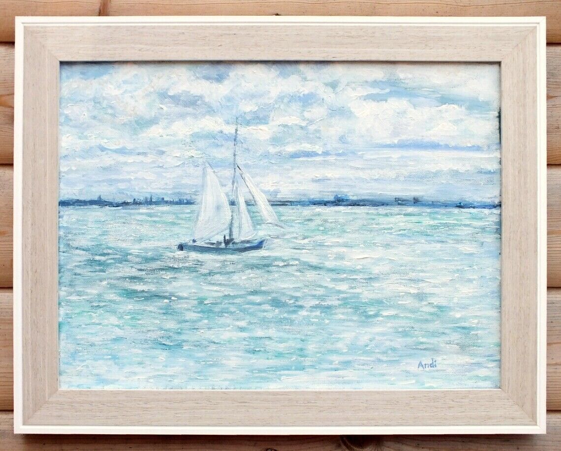 photo furniture New Original Framed Signed Seascape Painting Normandy Coast France  Andi Lucas