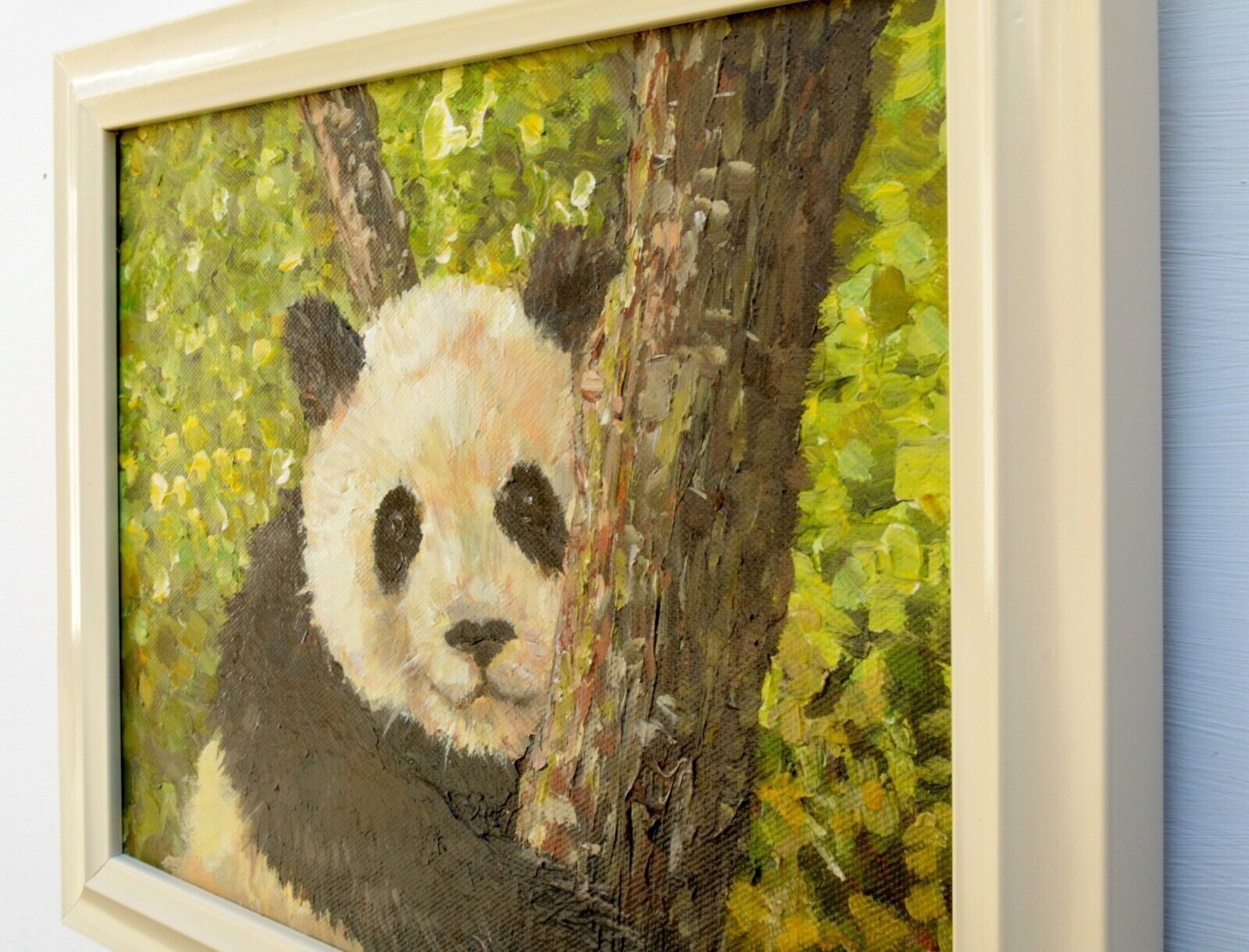Baby Panda Portrait Framed Signed Painting Original Acrylic Wildlife Andi Lucas photo vintage
