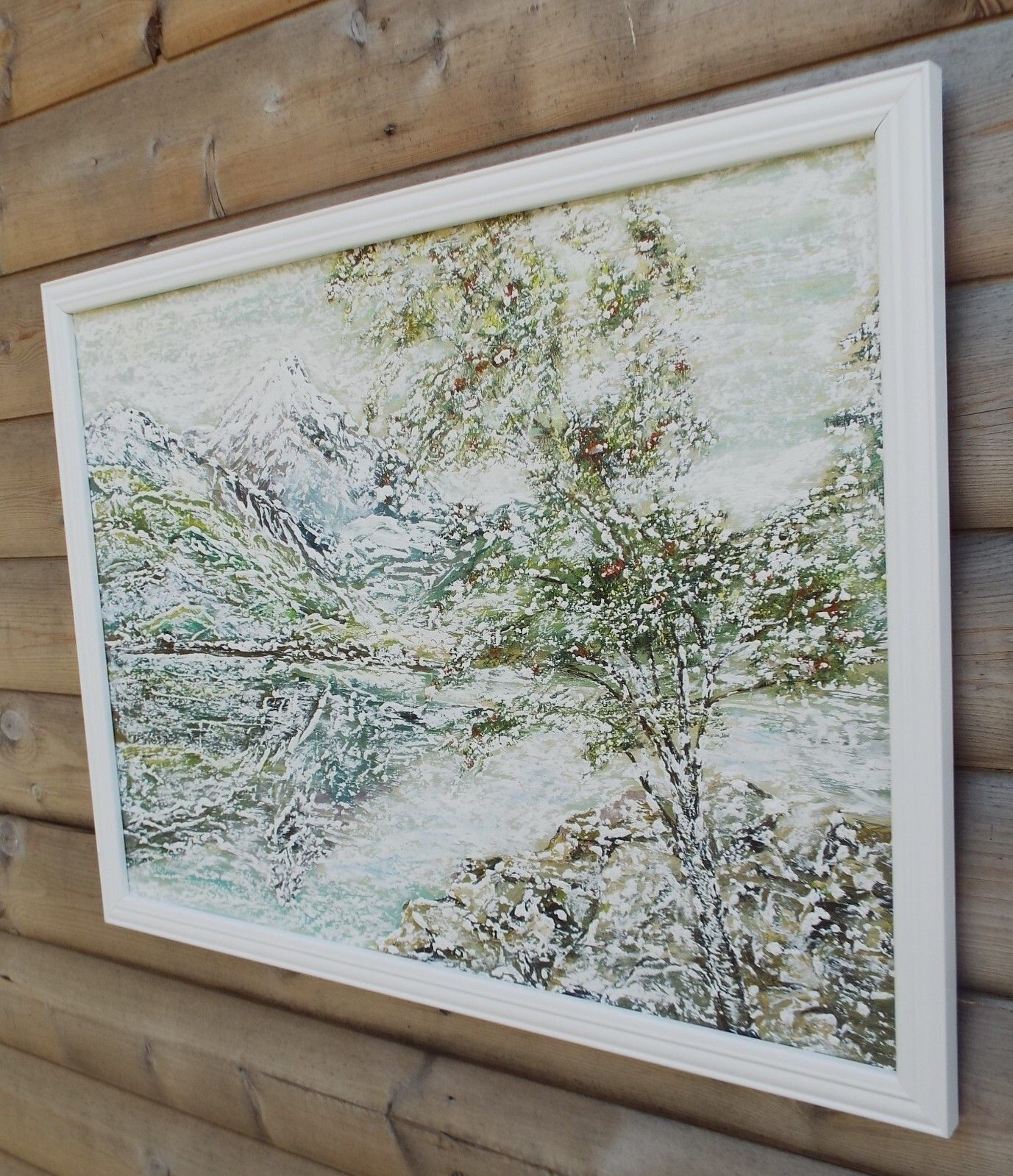 Lge Vtg Original Impressionist Oil Painting Scottish Winter Landscape Snow Scene photo furniture