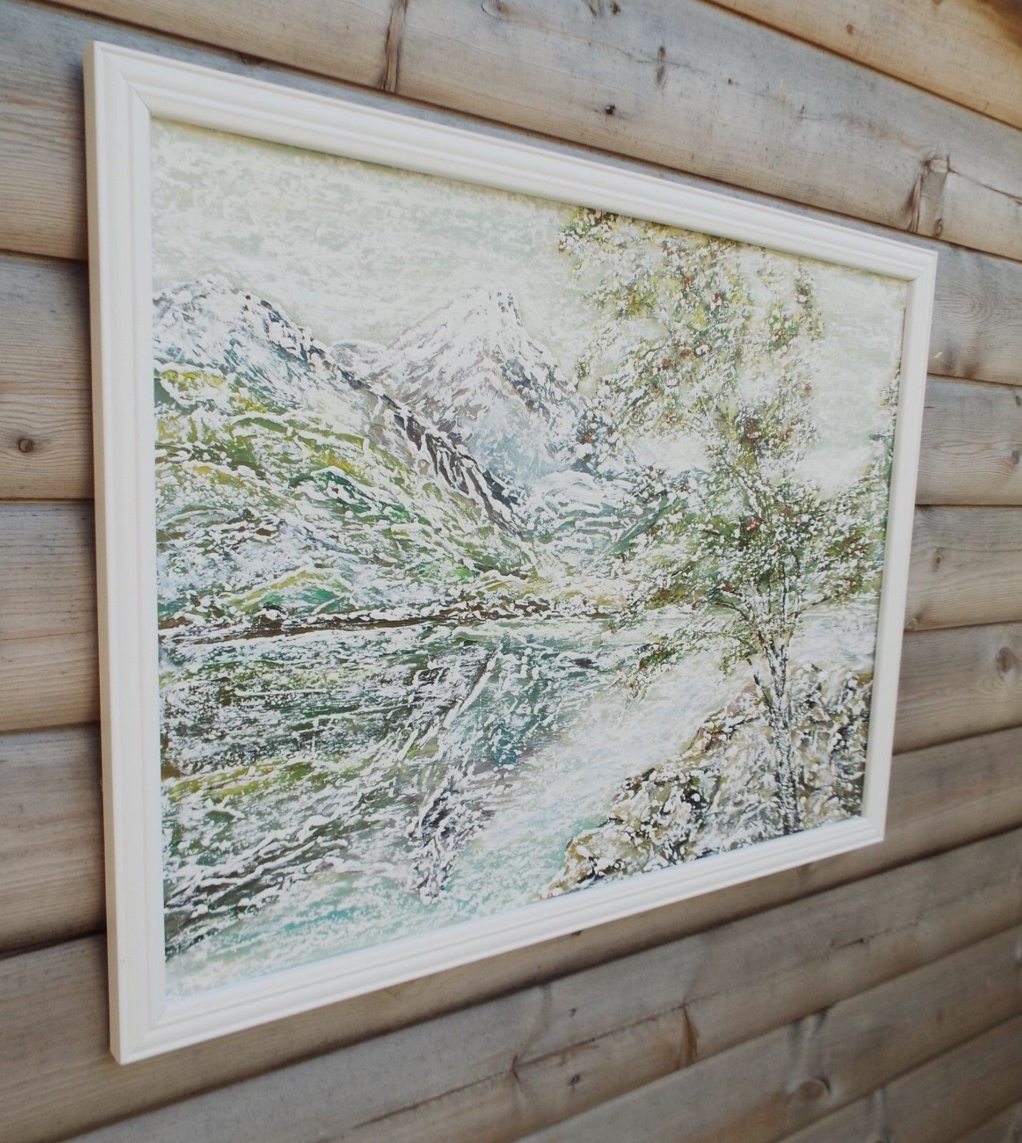 Lge Vtg Original Impressionist Oil Painting Scottish Winter Landscape Snow Scene photo for sale
