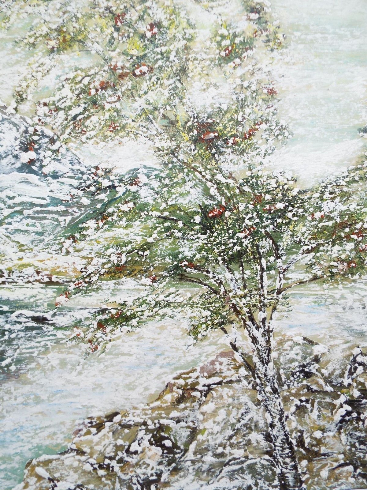 Lge Vtg Original Impressionist Oil Painting Scottish Winter Landscape Snow Scene photo 120.0
