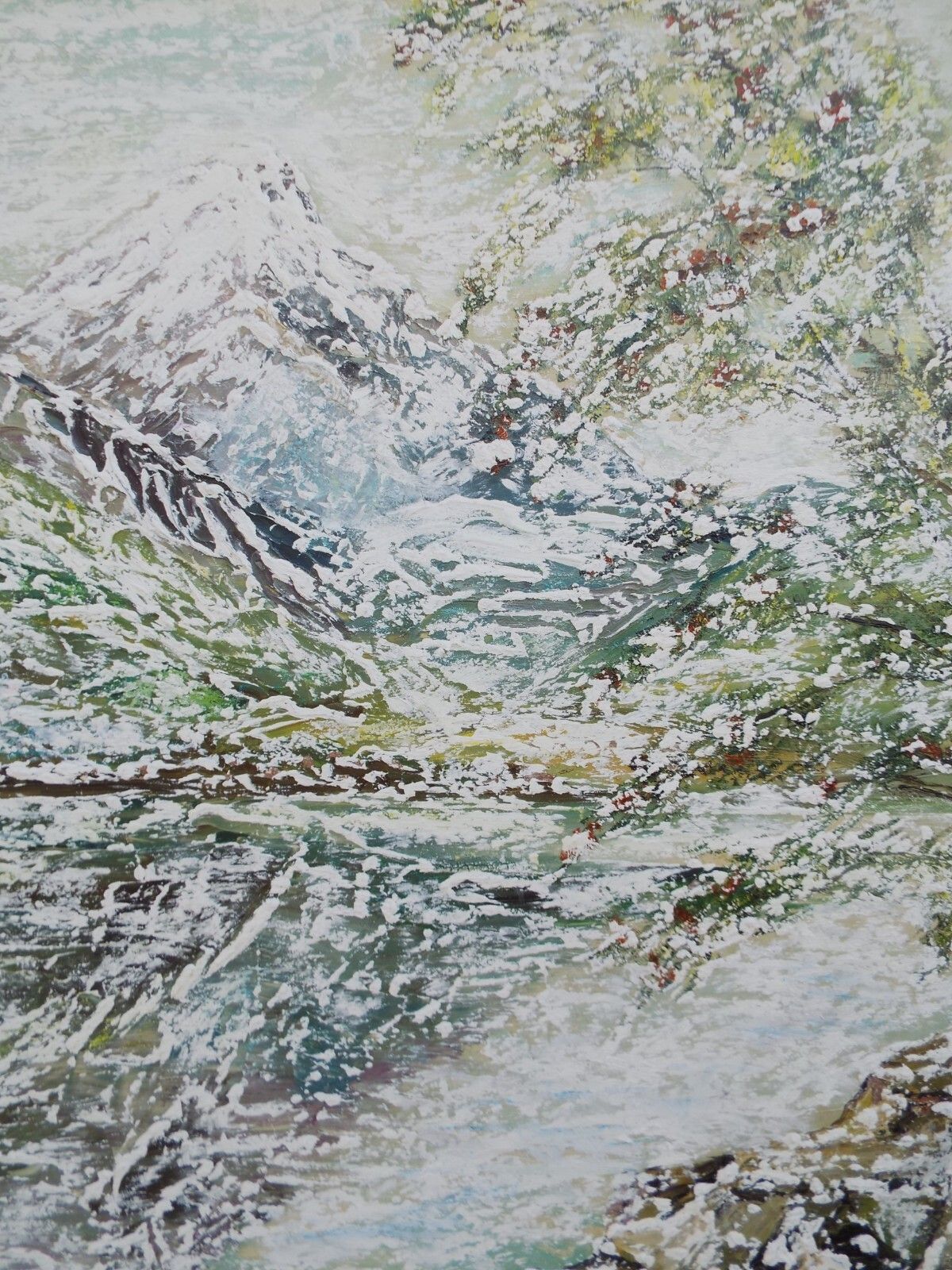 Lge Vtg Original Impressionist Oil Painting Scottish Winter Landscape Snow Scene photo buy