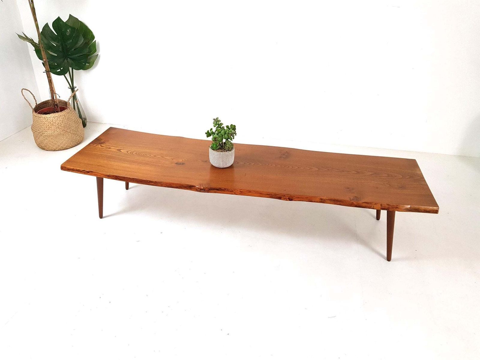 Vintage Coffee Table / Tv Stand   Mid Century Danish Influence Retro   Solid Oak photo furniture