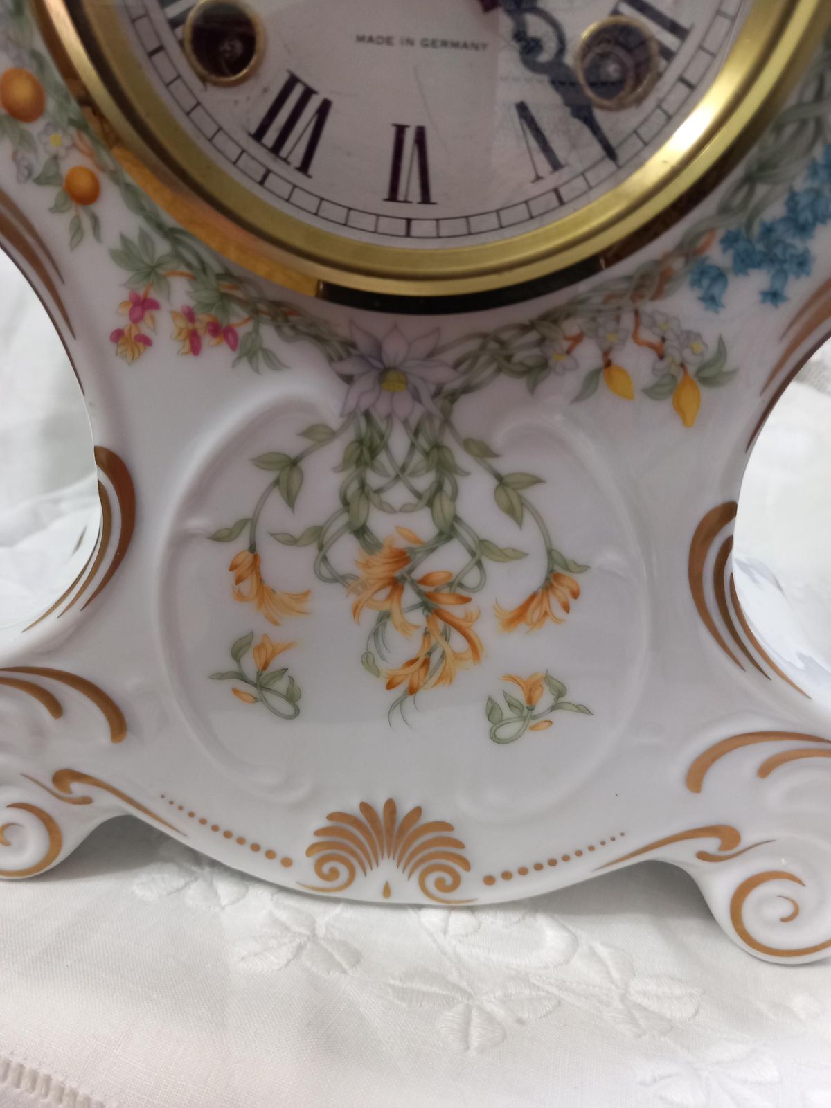 1982 Porcelain Clock With Franz Hermle German Movement Chimes Hour & Half Hour photo Home Decor