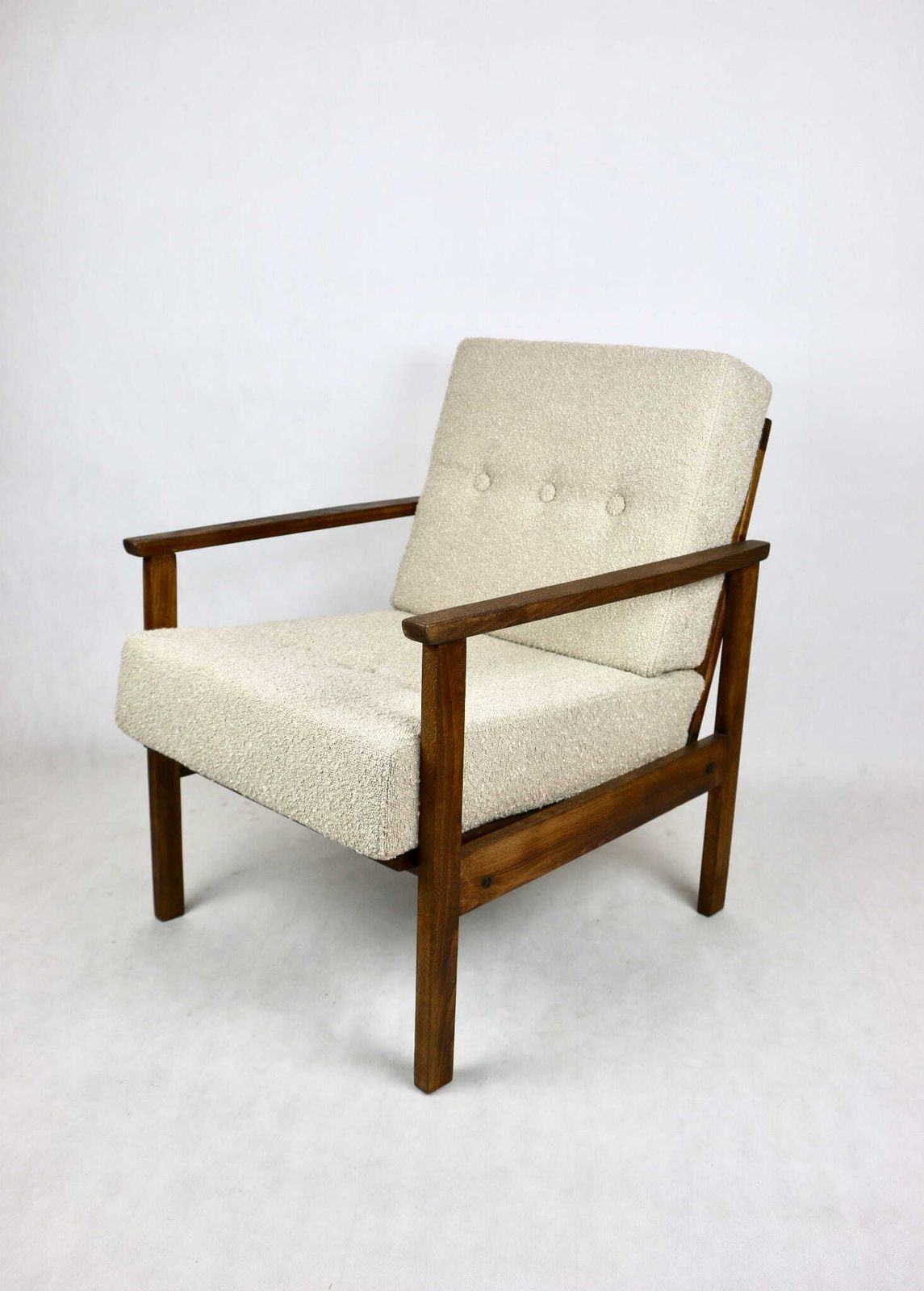 Vintage Loft Beige Boucle Armchair With Removable Cushions   2 Pieces Available photo buy