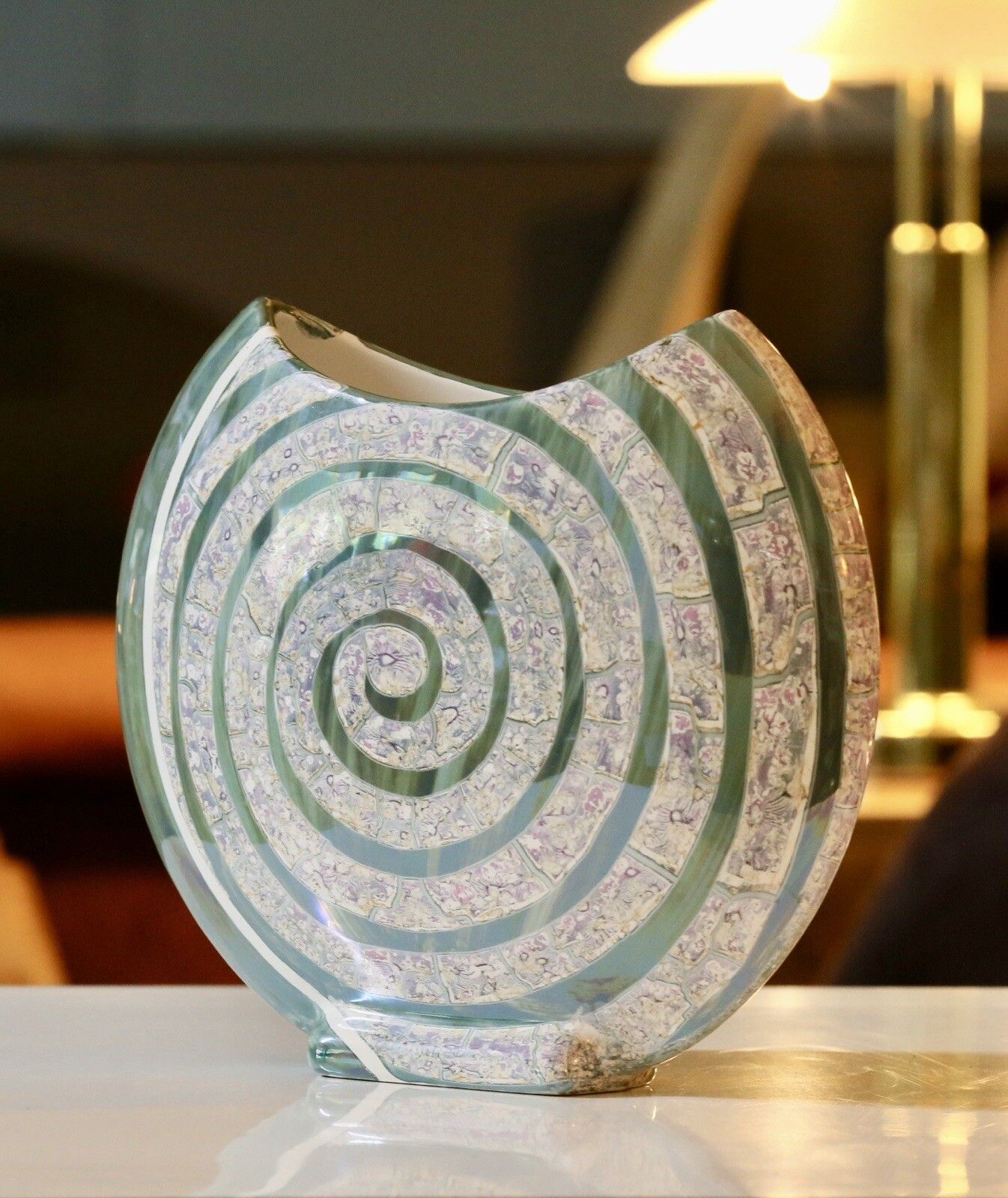 Costa Ceramiche D'arte Gandria Moon Vase With Snail Luster