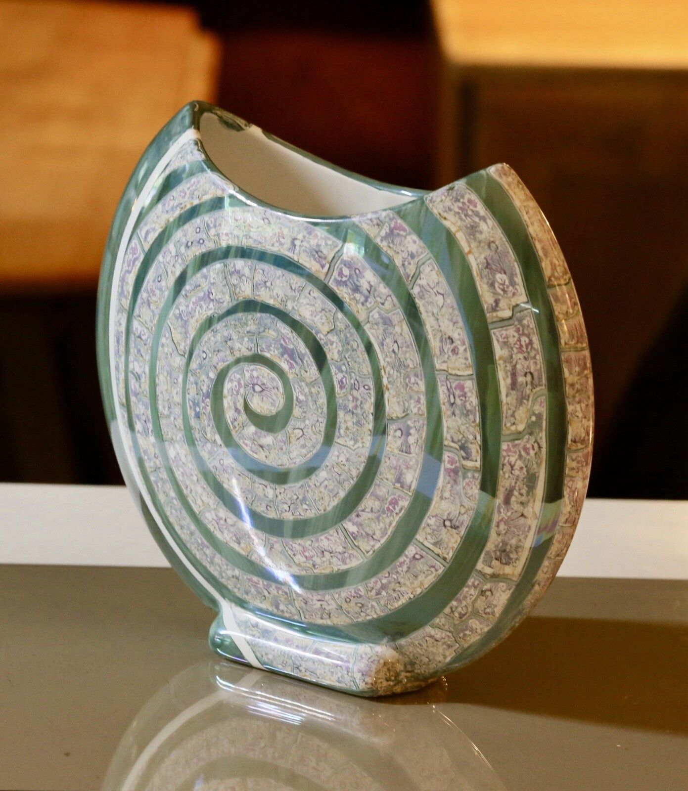 Costa Ceramiche D'arte Gandria Moon Vase With Snail Luster photo furniture