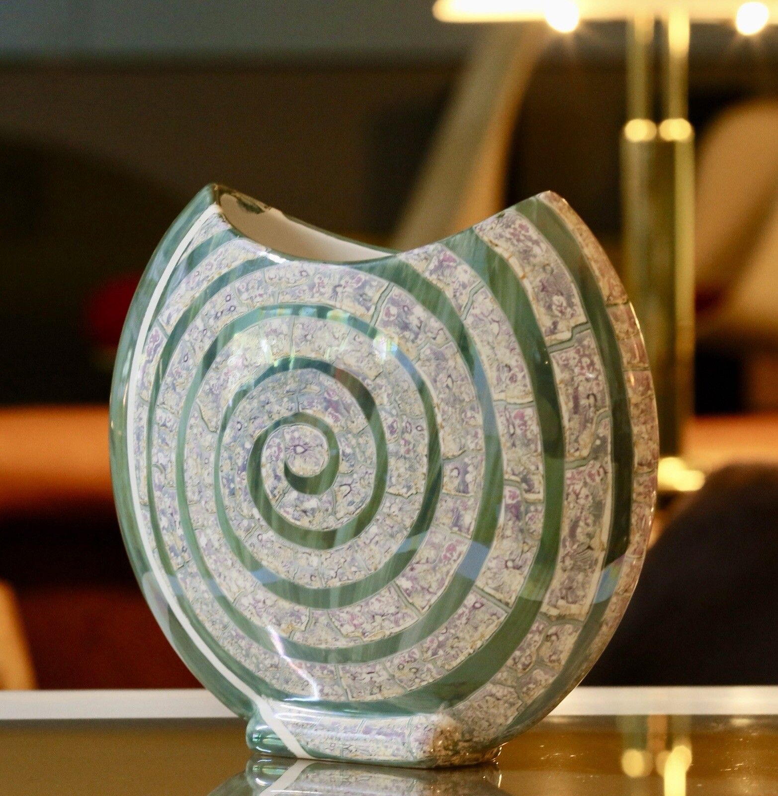 Costa Ceramiche D'arte Gandria Moon Vase With Snail Luster photo for sale