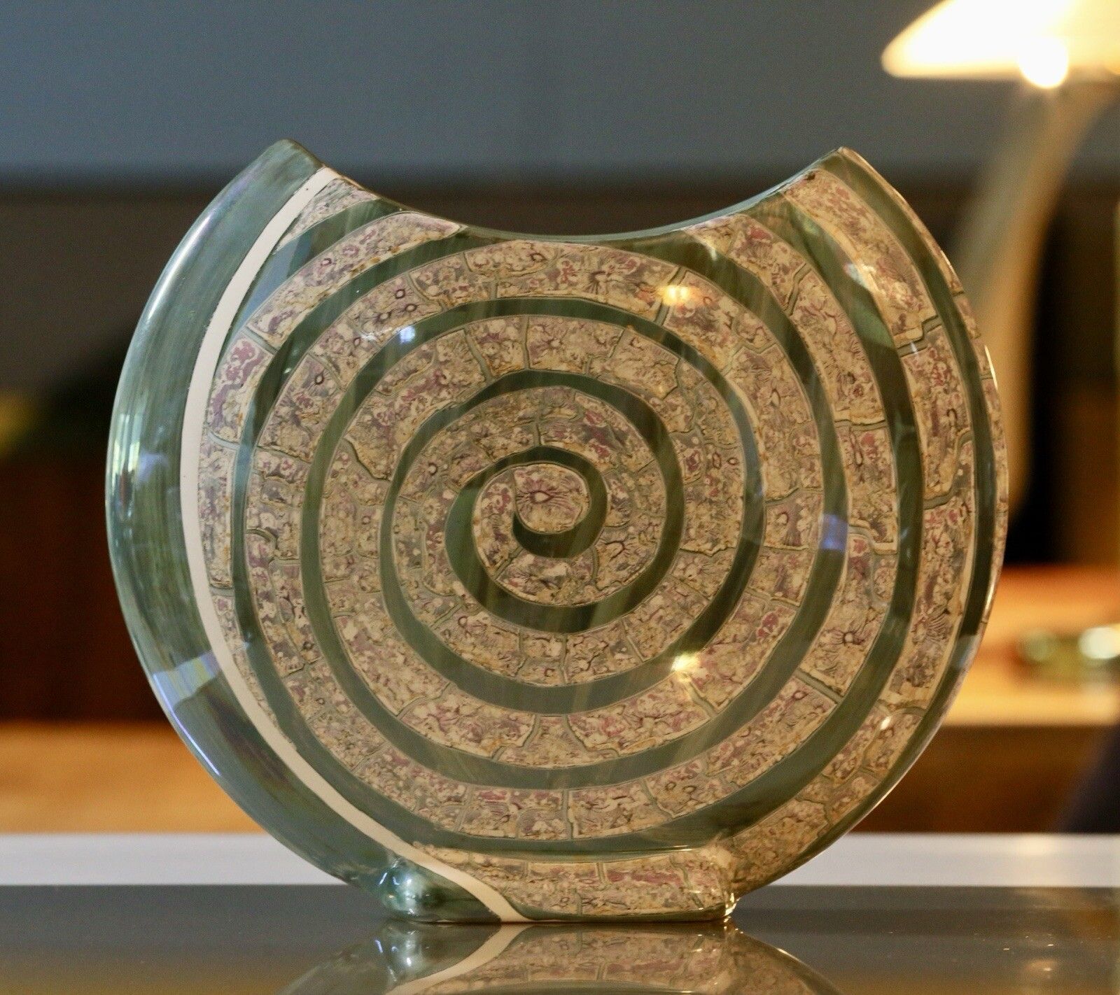 Costa Ceramiche D'arte Gandria Moon Vase With Snail Luster photo Home Decor