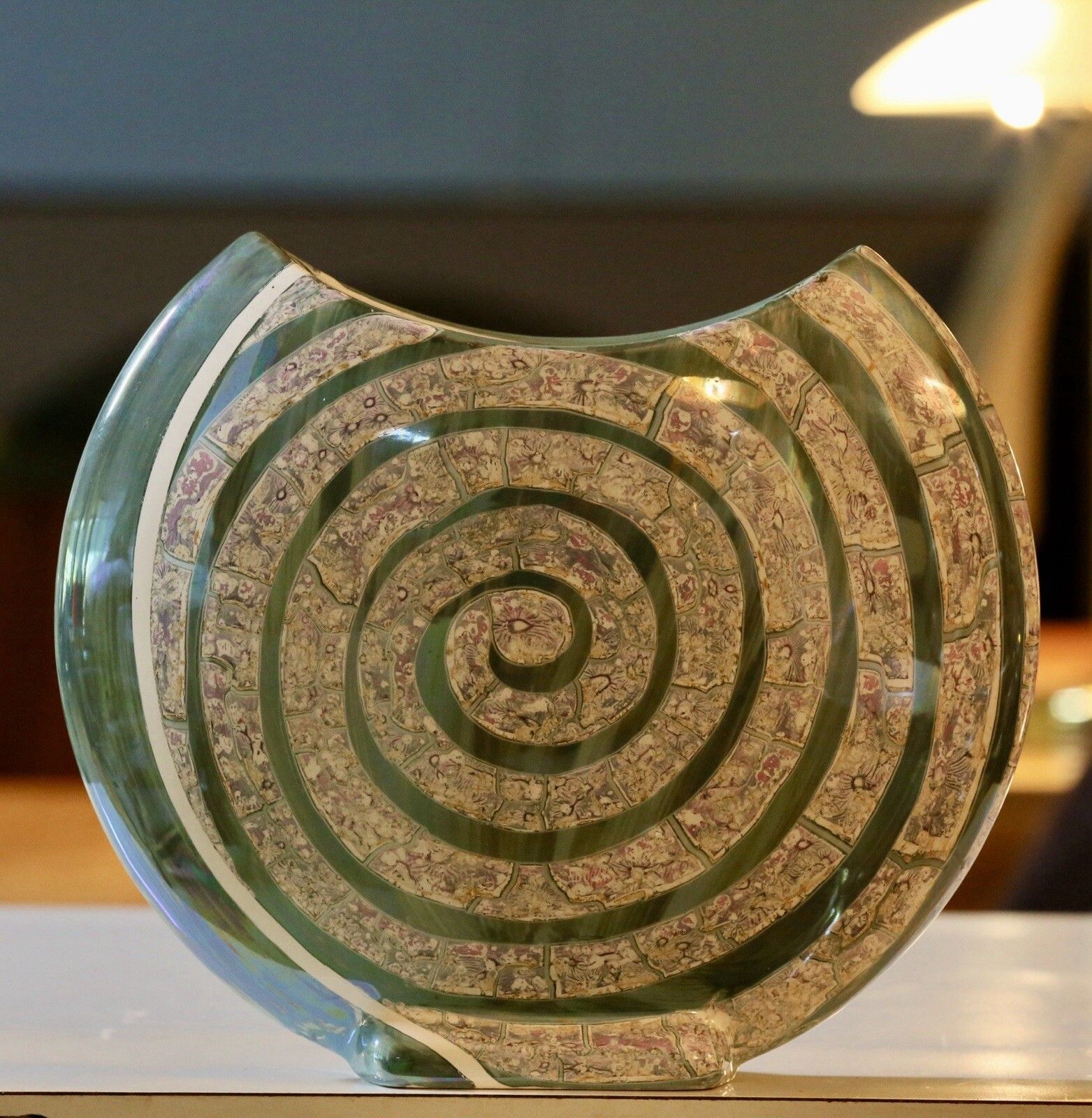 photo for sale Costa Ceramiche D'arte Gandria Moon Vase With Snail Luster
