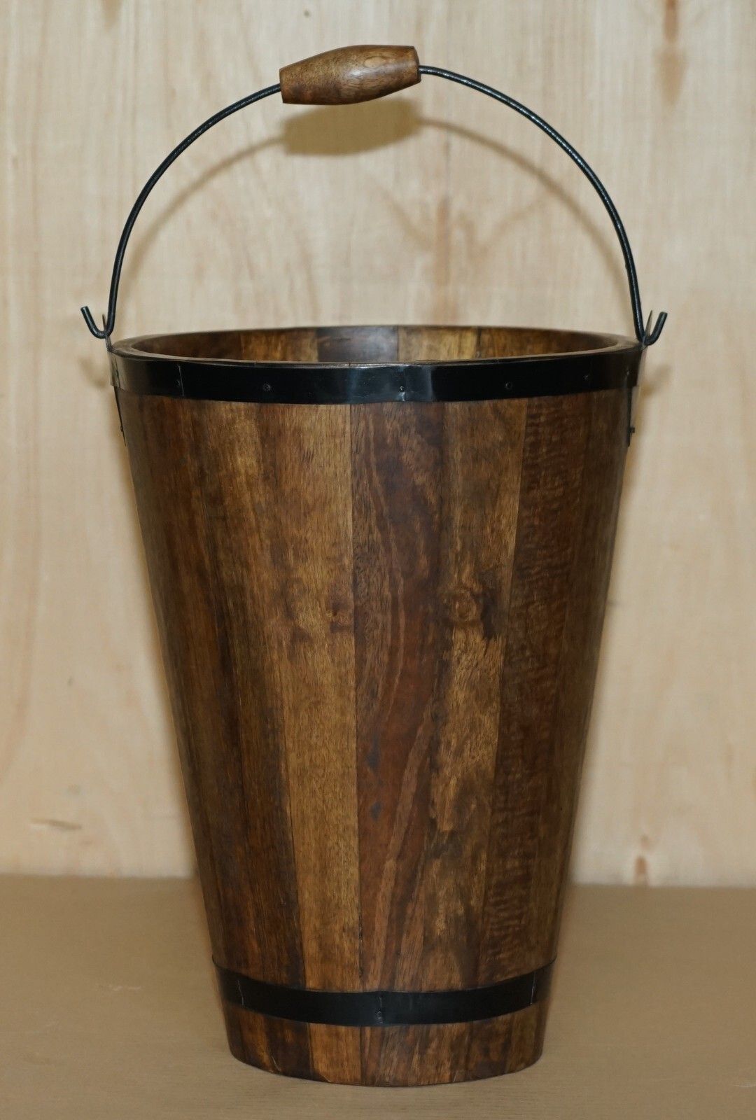 Home Decor Pair Of Vintage Bollinger Champagne Log Bin Wood Coal Plate Or Peat Buckets photo
