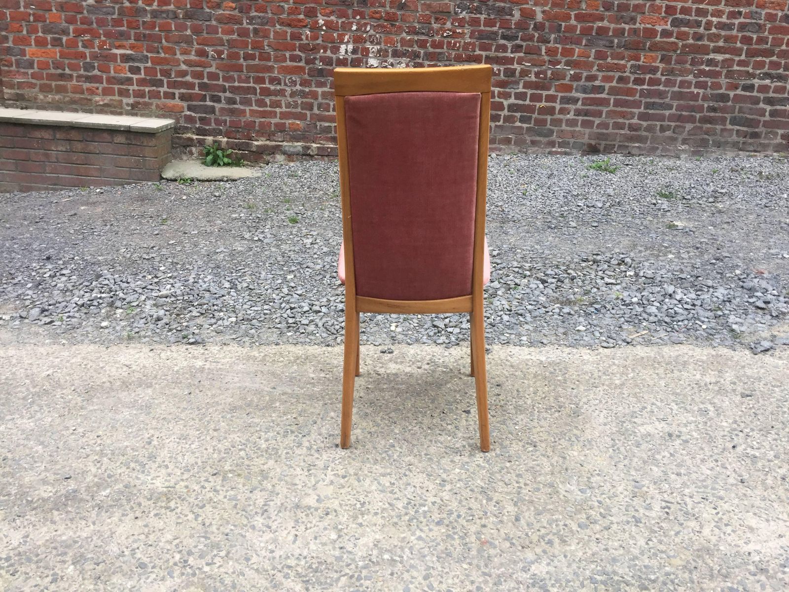 Set Of Four 1960s Chairs In Beech And Velvet photo vintage