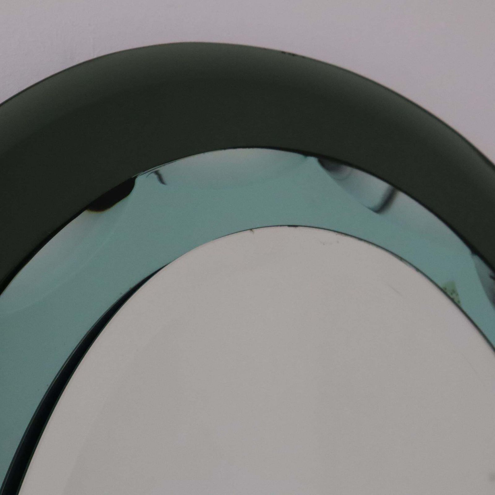 Home Decor Mid Century Modern Italian Oval Green Mirror By Cristal Art, Italy, 1960s photo