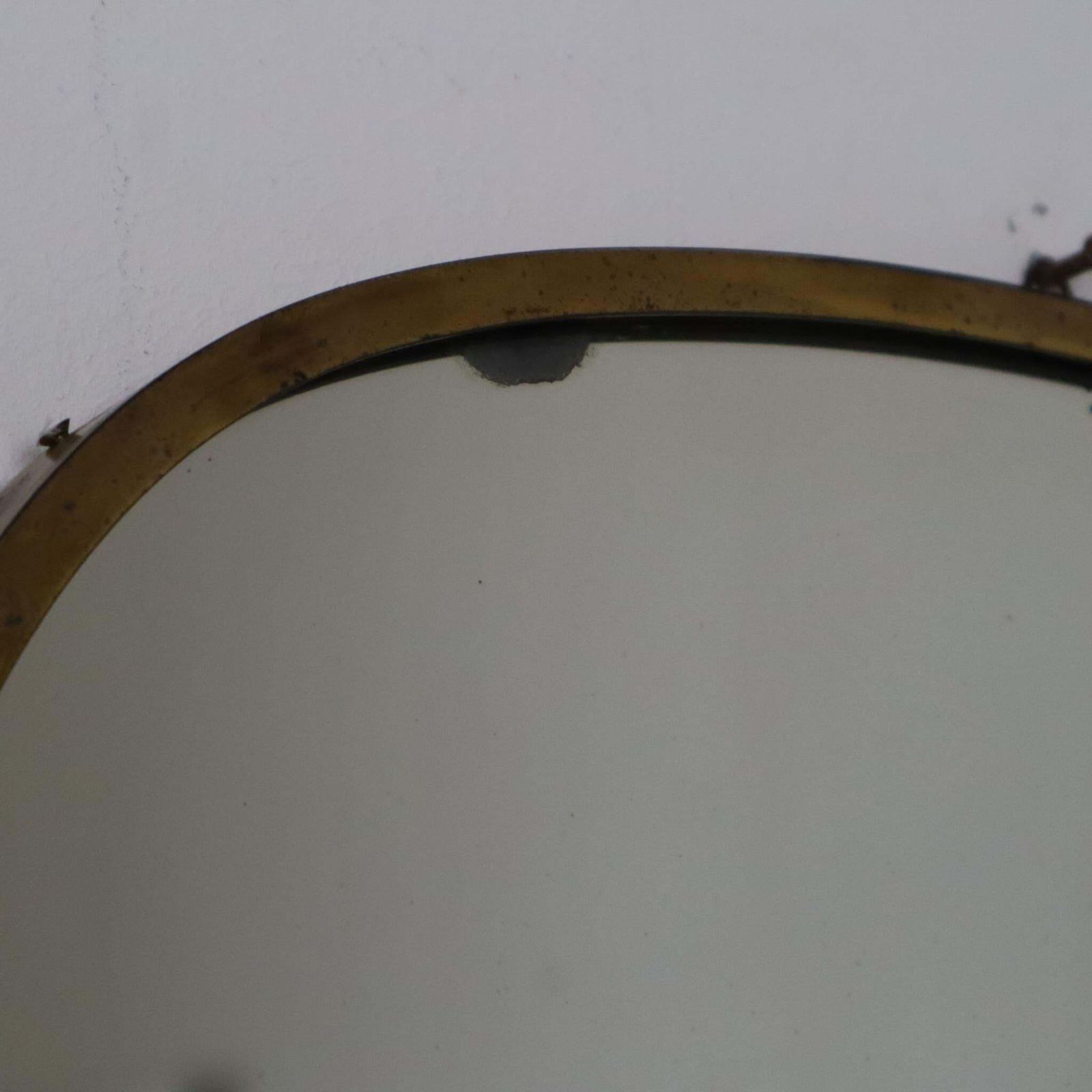 1950s Gio Ponti Style Mid Century Modern Solid Brass Italian Oval Wall Mirror photo vintage