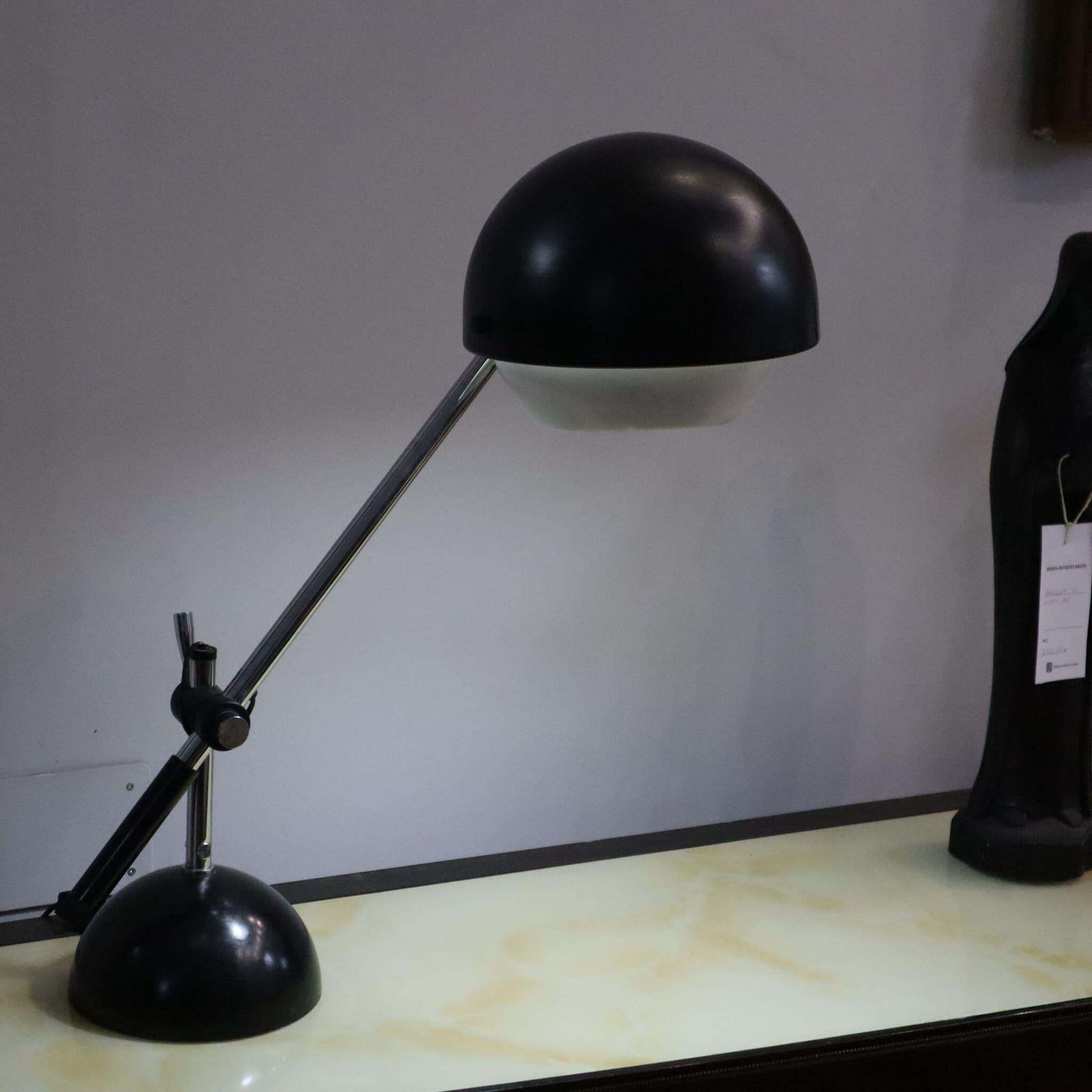 Italian Table Lamp Black And Chrome In Style Of Gino Sarfatti For Flos, 1960s photo furniture