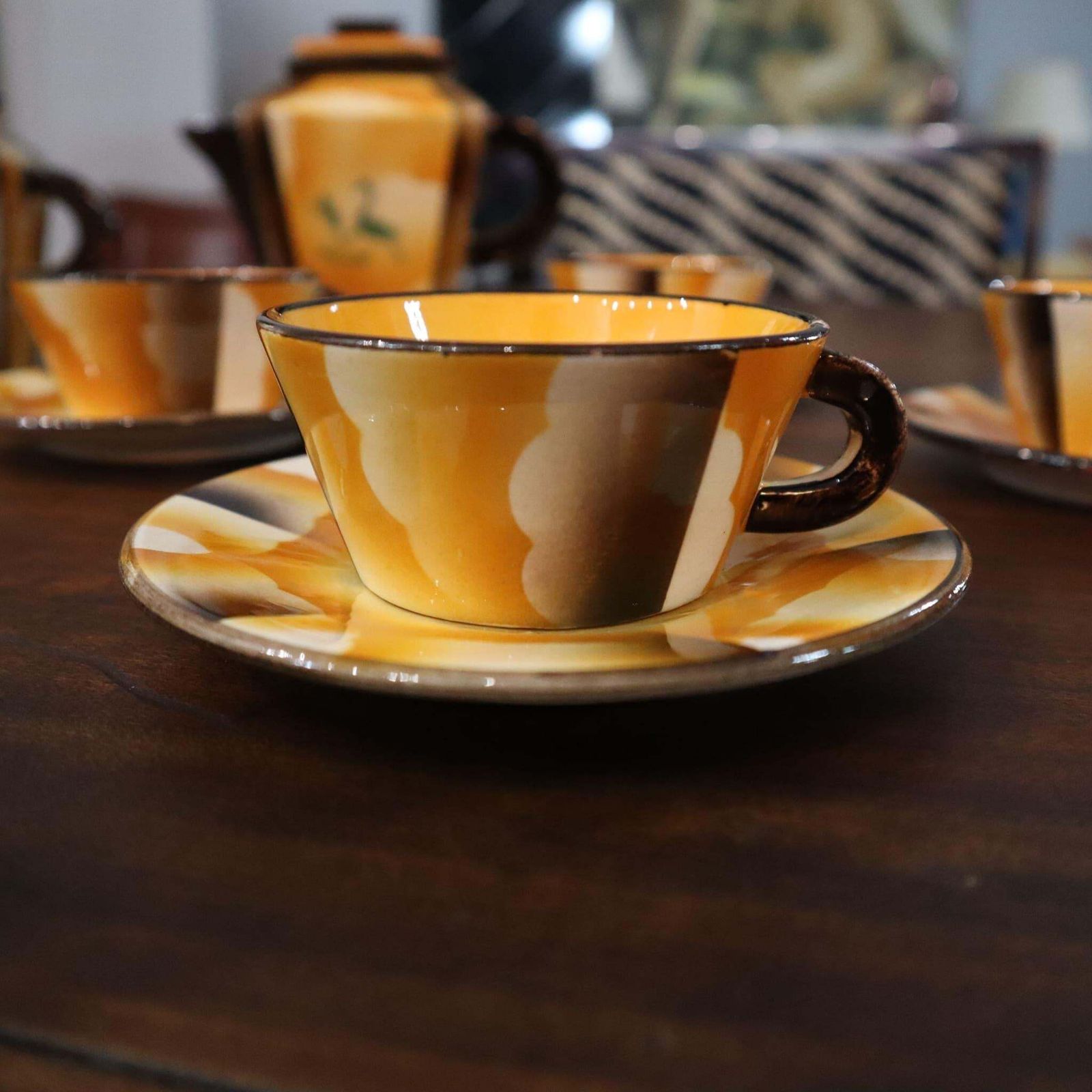 Art Deco Coffee Service Set Ceramic By Carraresi Lucchesi, Italy, 1930s photo vintage