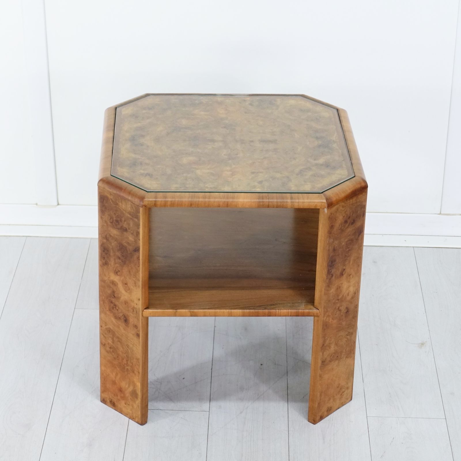 photo furniture Art Deco Figured Walnut Two Tier Coffee/Centre Table