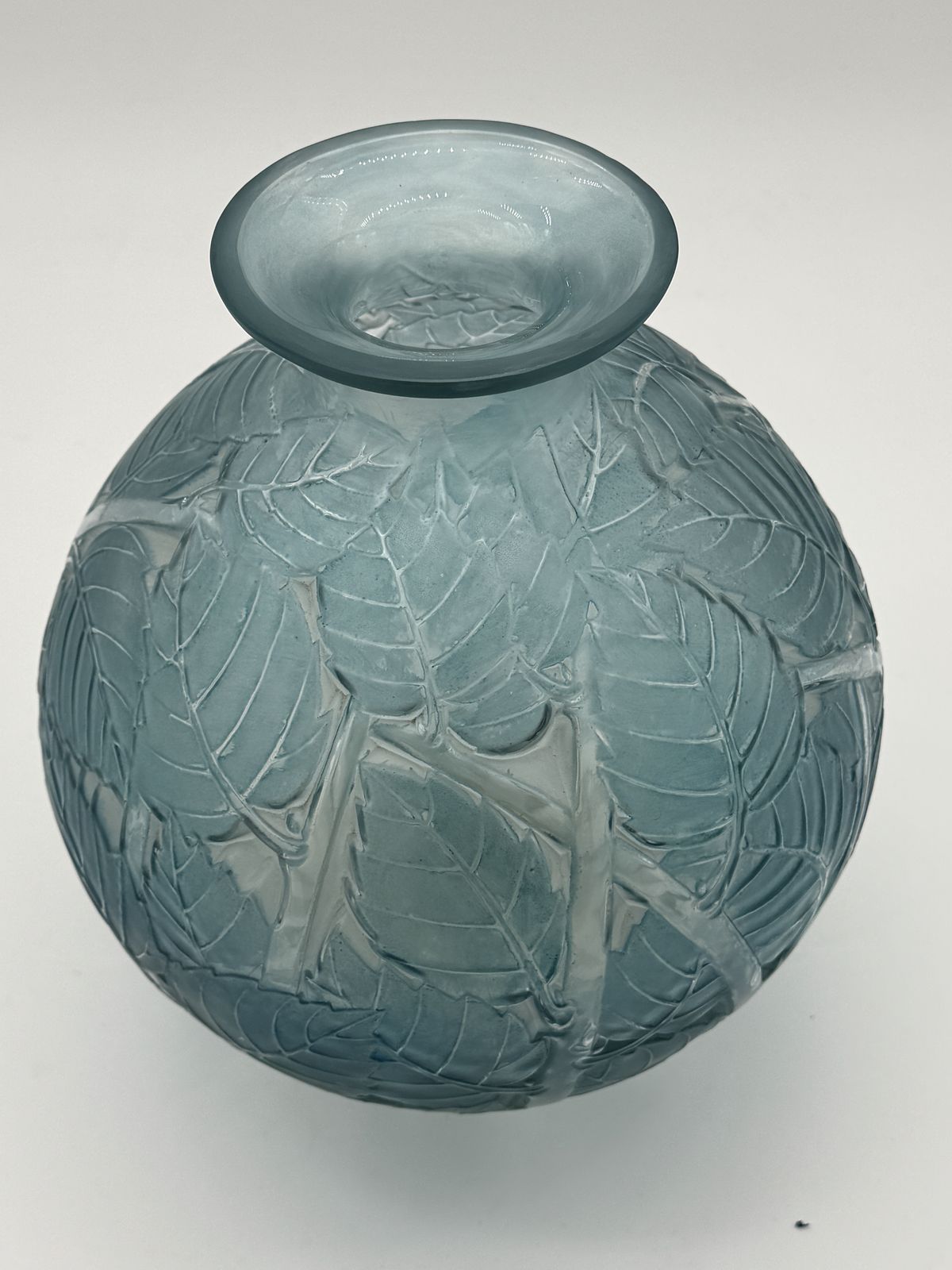 photo furniture A R.Lalique Milan  Blue Patinated Glass Vase