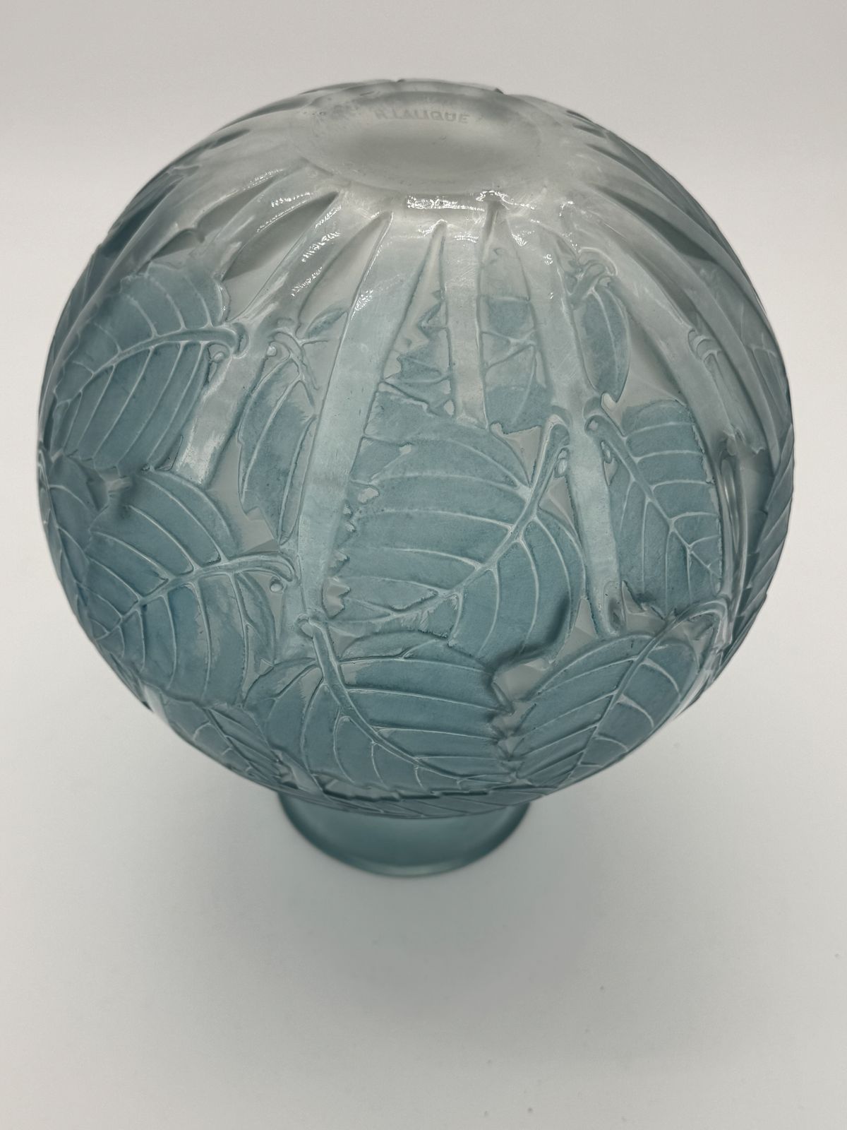 Home Decor A R.Lalique Milan  Blue Patinated Glass Vase photo