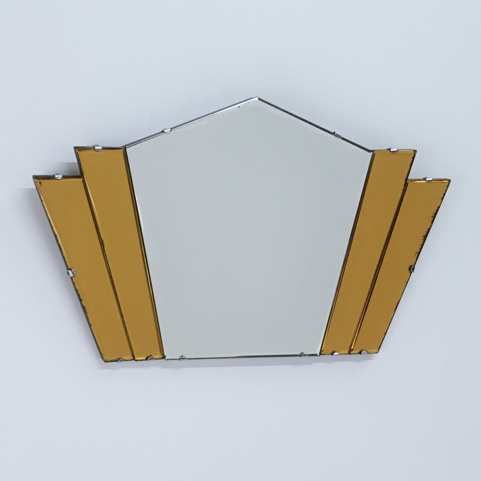 Art Deco Amber Fan Mirror Circa 1930 photo buy