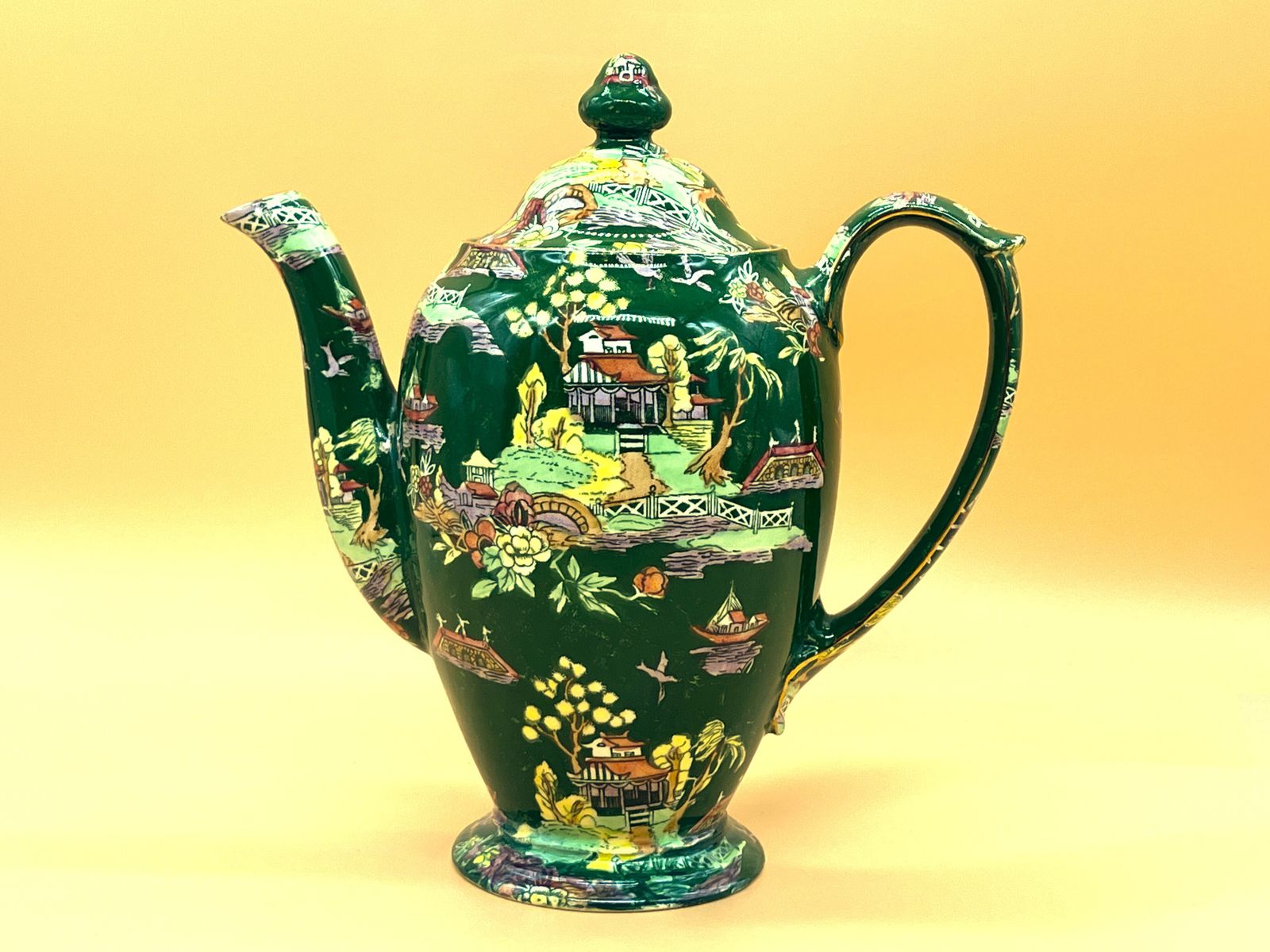 Vintage Royal Winton Green Pekin Chintz 2 Pint Capacity Coffee Pot. C1950.