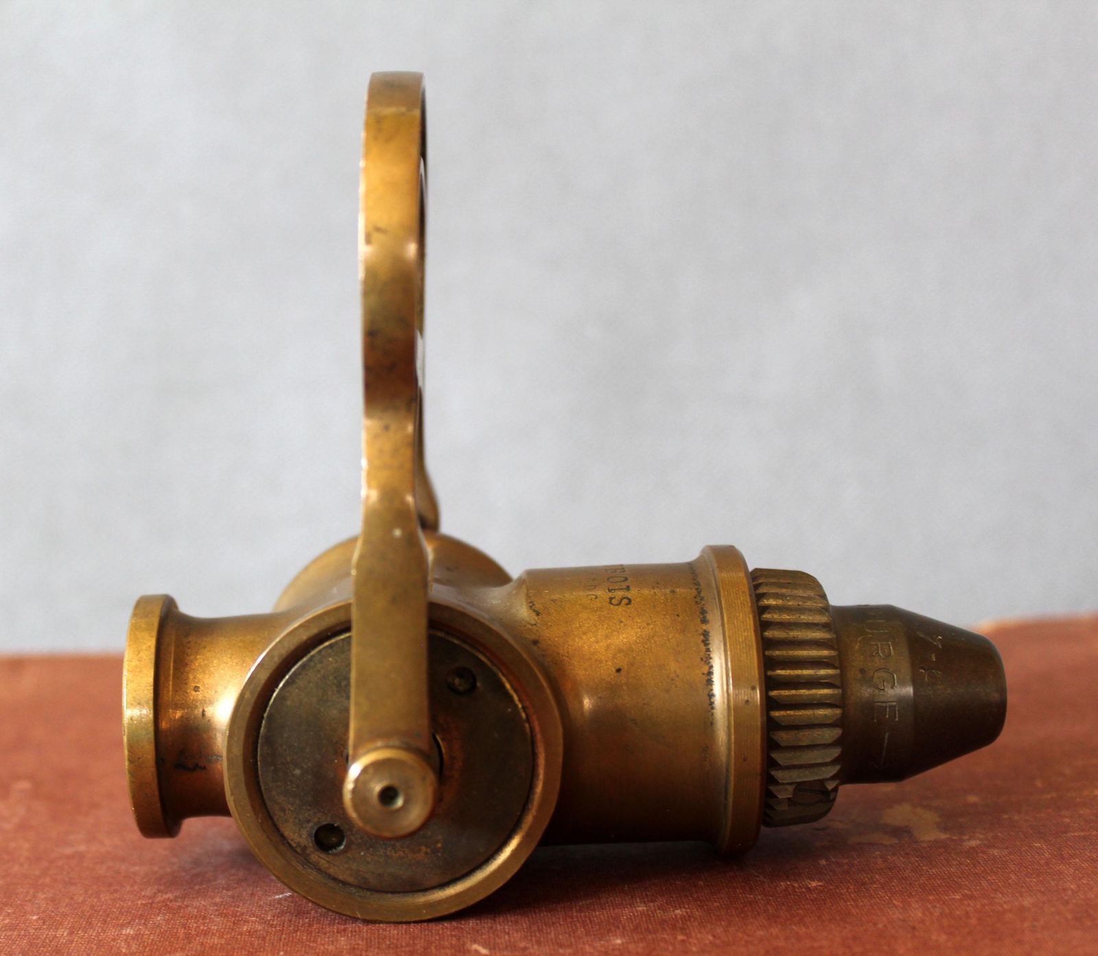 photo furniture Antique French Bronze Fire Hose Nozzle, A. Dubois, Fireman, Fire Fighter, Industrial, Fire Truck Part Sapeurs Pompiers, Shutoff Mechanism