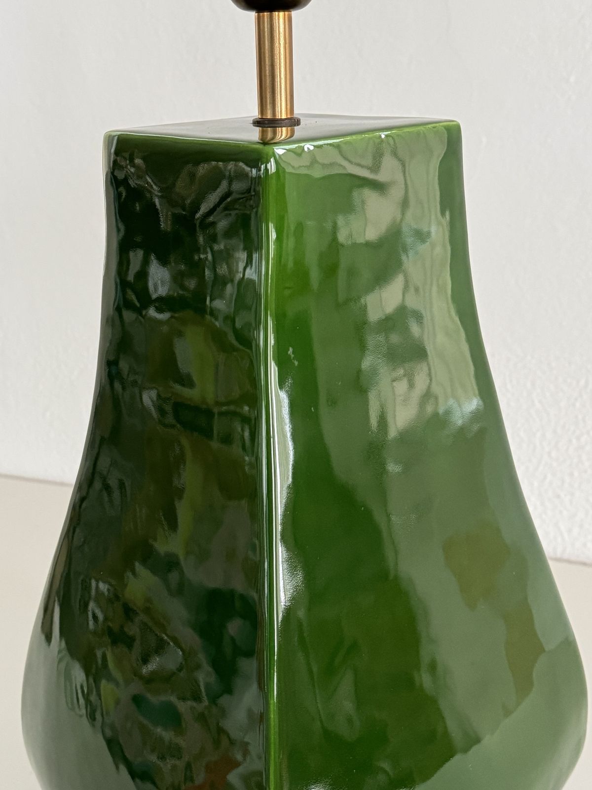 photo furniture Italian Vintage Table Lamp Base In Shiny Green Ceramic By Zaccagnini Florence, 1970s