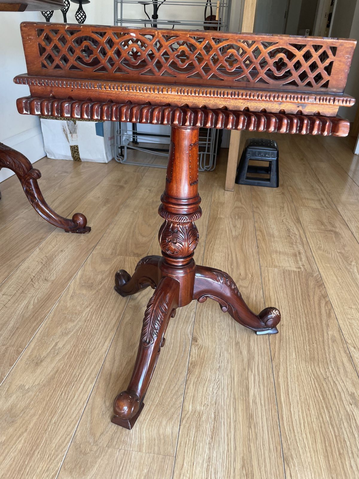 Hand Carved Wooden Antique  Bar Table H65cm X W40cm X H40cm photo 180.0