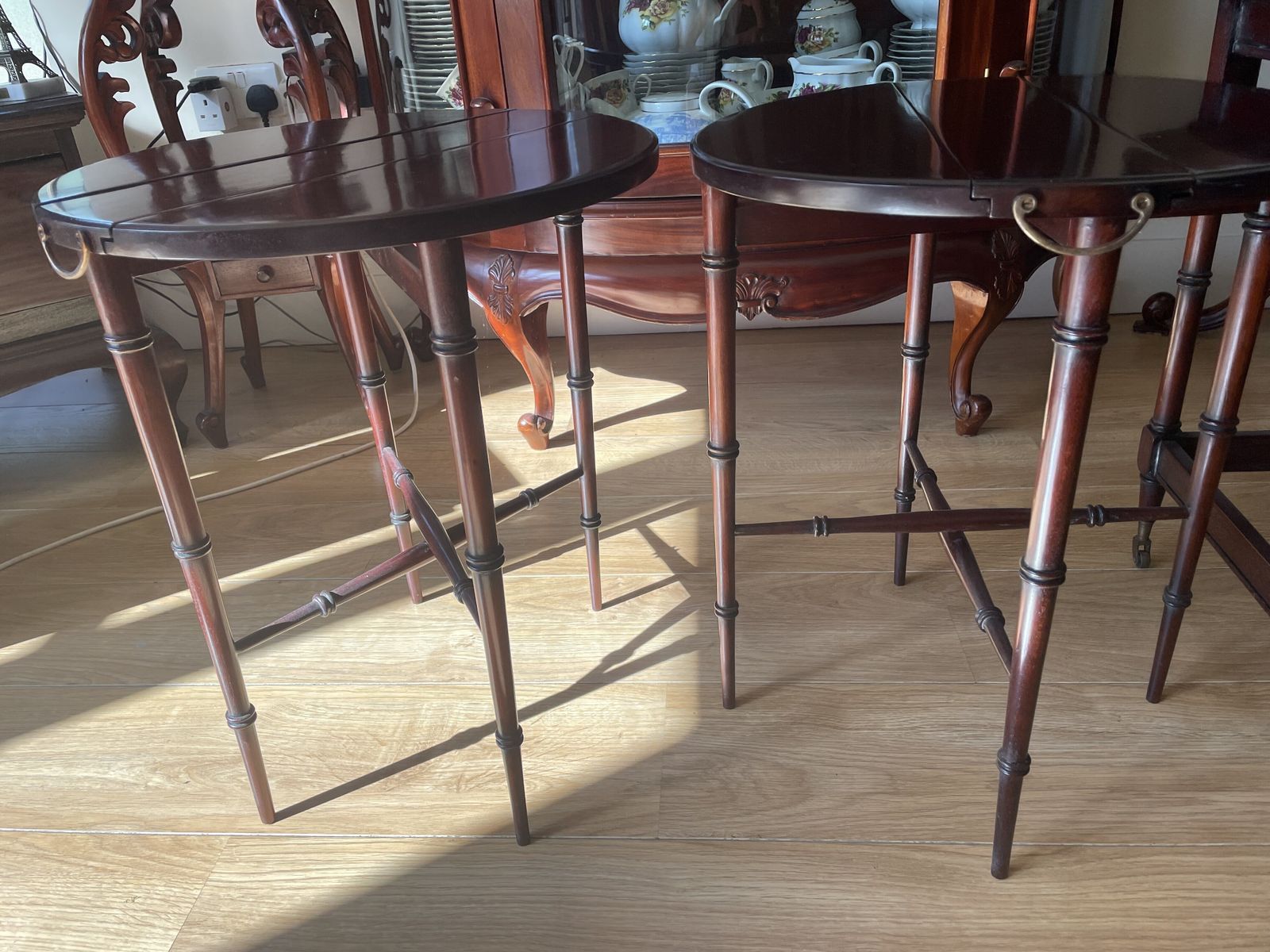Nest Of Tables With Leather Inlay Set Of 3 Wood photo furniture