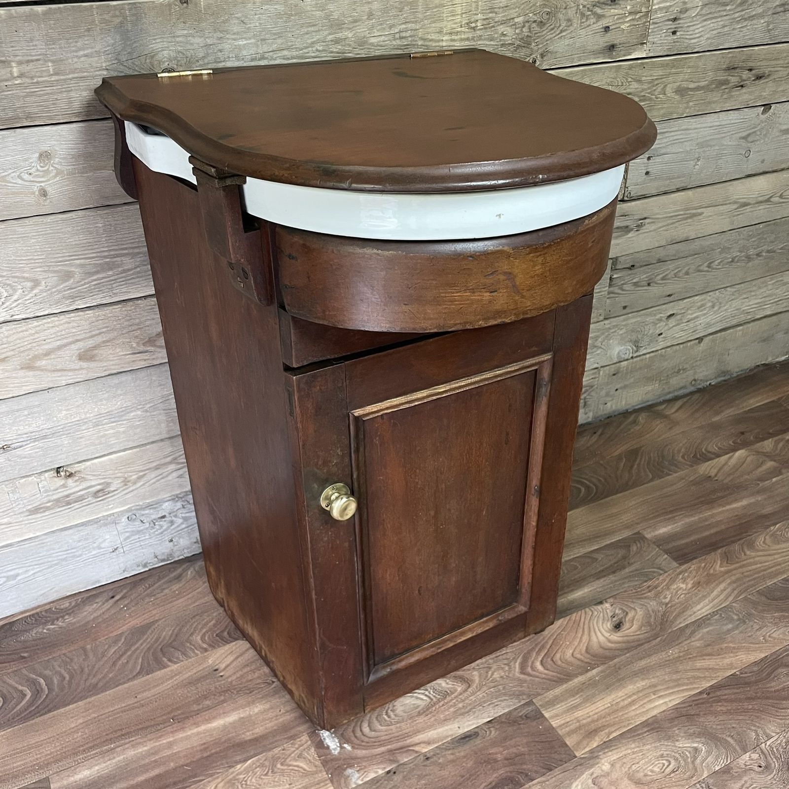 Antique Victorian Bow Fronted Mahogany Drop Flap Lid Ships Wash Stand Vanity Unit Basin photo furniture