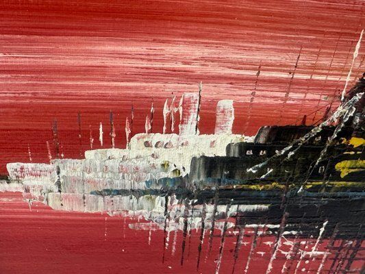 V. Vette, Skyscrapers, Oil On Canvas, 1950s, Framed photo for sale