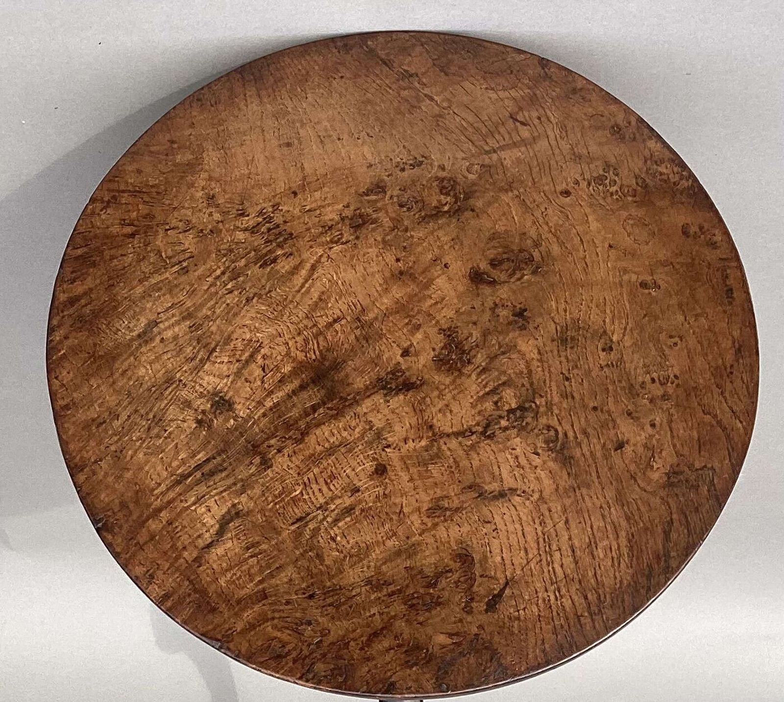 Charming Irish Georgian Burr Oak Tripod Wine Table photo furniture