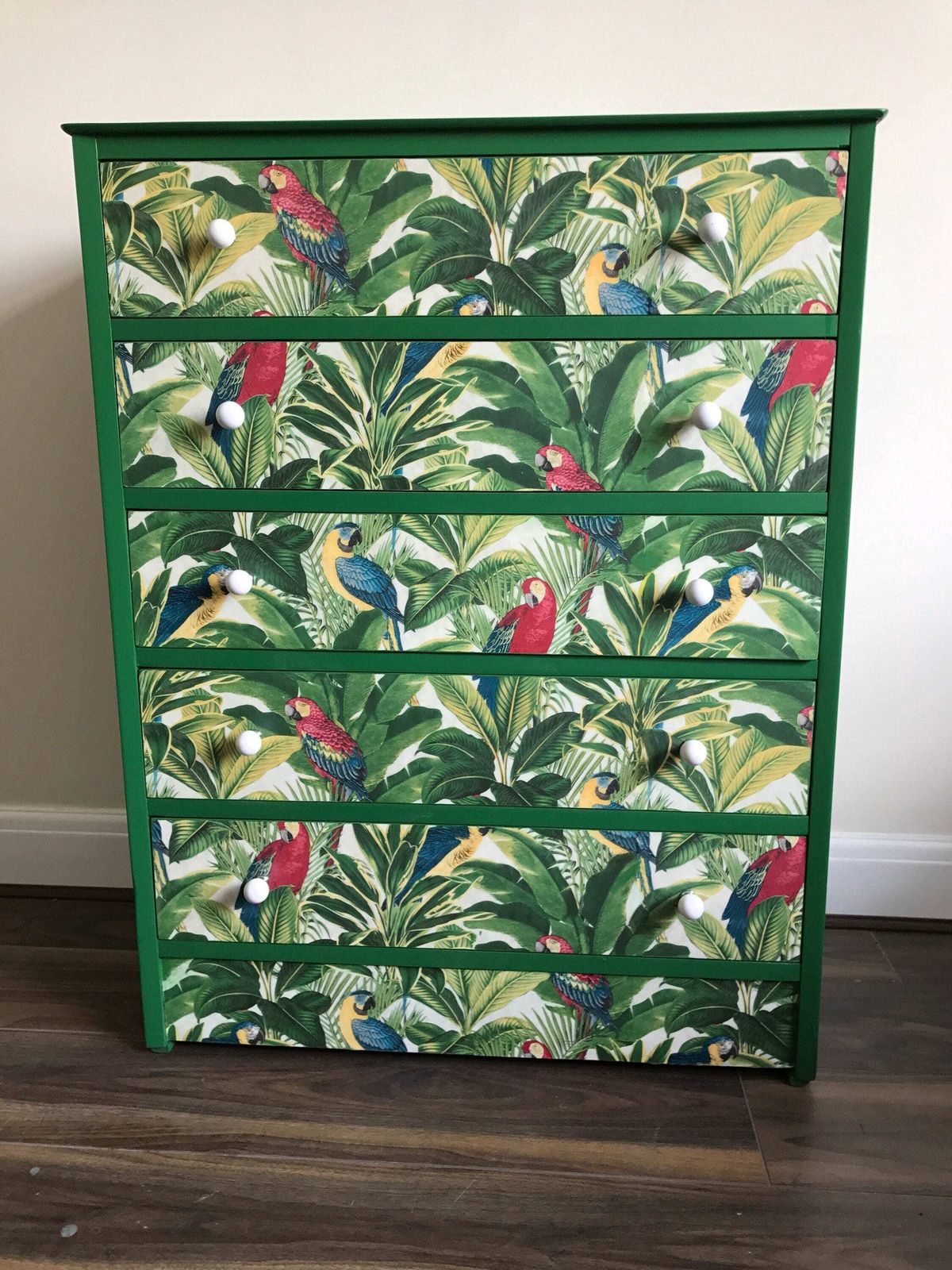 Upcycled Decoupage Vintage Chest Of Drawers   Professional Spray Painted Finish photo furniture