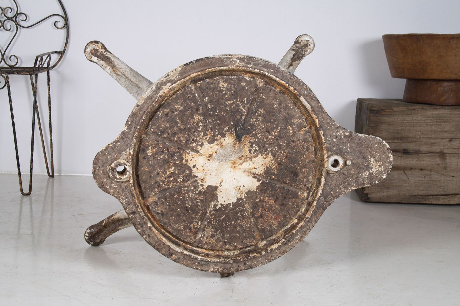 photo for sale Unusual 19th Century Victorian Cast Iron Garden Side Table Or Pot Stand