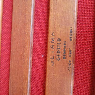Set Of Danish Ge260 Teak Armchair With Red Fabric Ottoman By H.Wegner For Getama, 1960s photo furniture