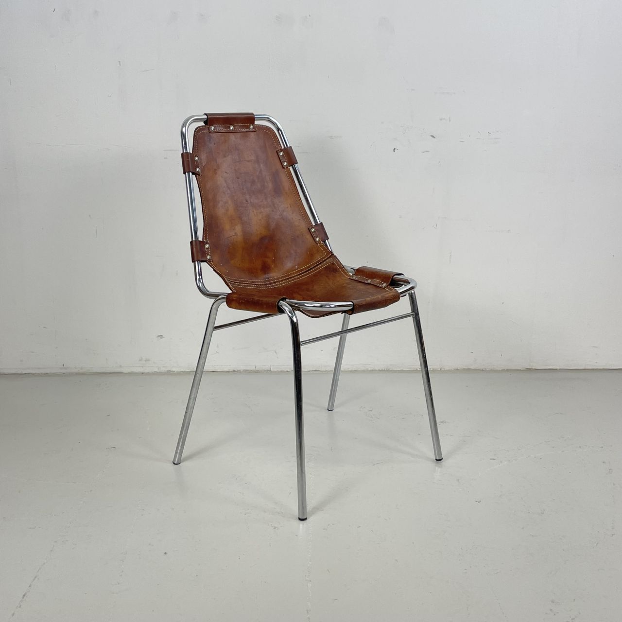 1970s Brown Leather Charlotte Perriand Les Arcs Chair