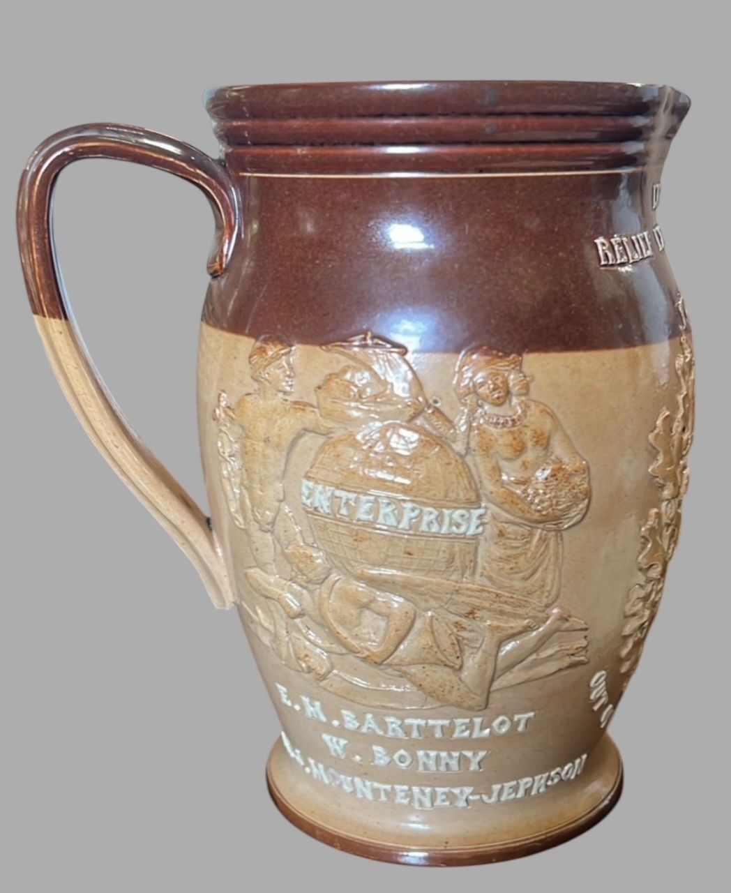 Doulton Brown Salt Glazed Stoneware Jug For Emin Pasha Relief Expedition 1887 89