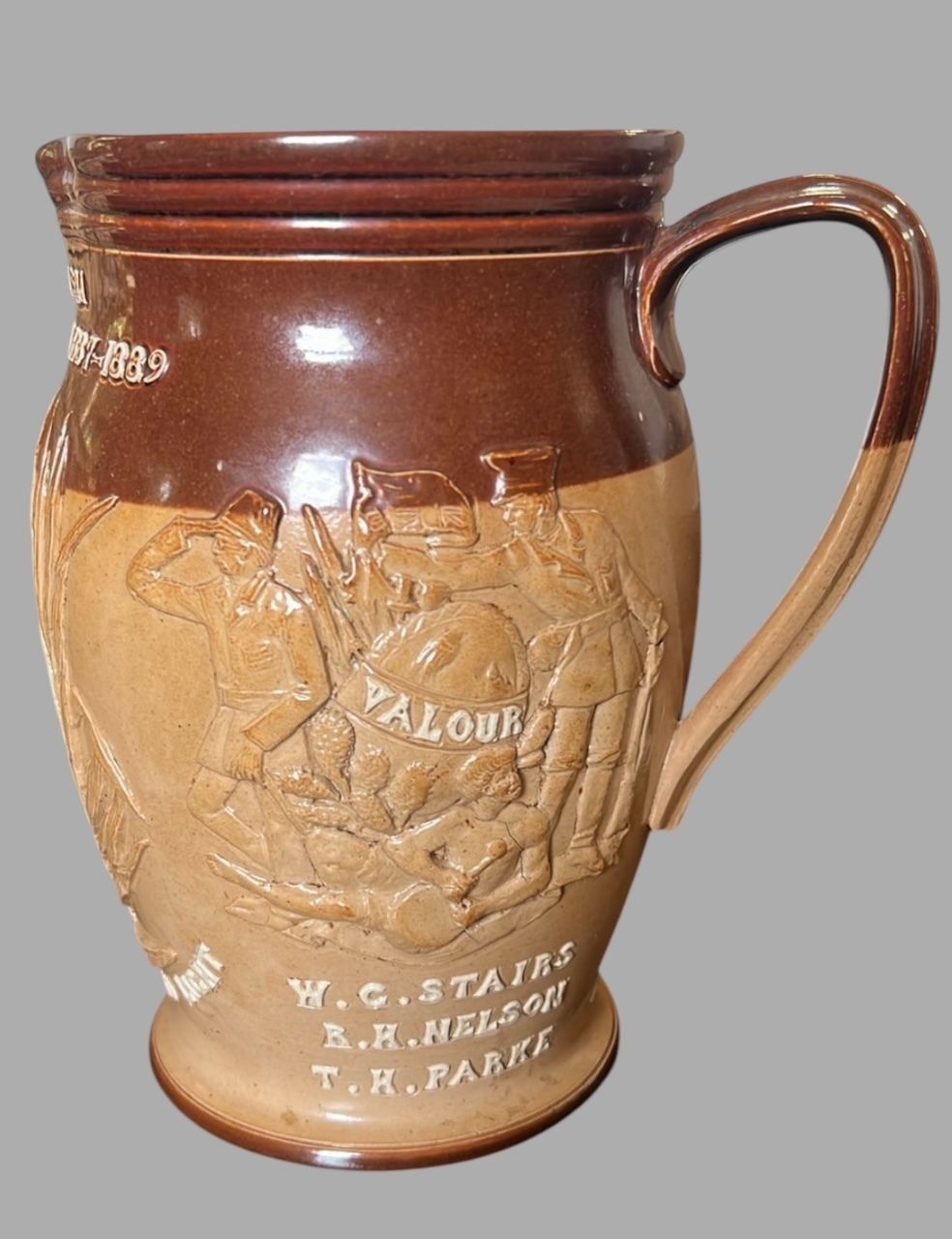 Doulton Brown Salt Glazed Stoneware Jug For Emin Pasha Relief Expedition 1887 89 photo for sale