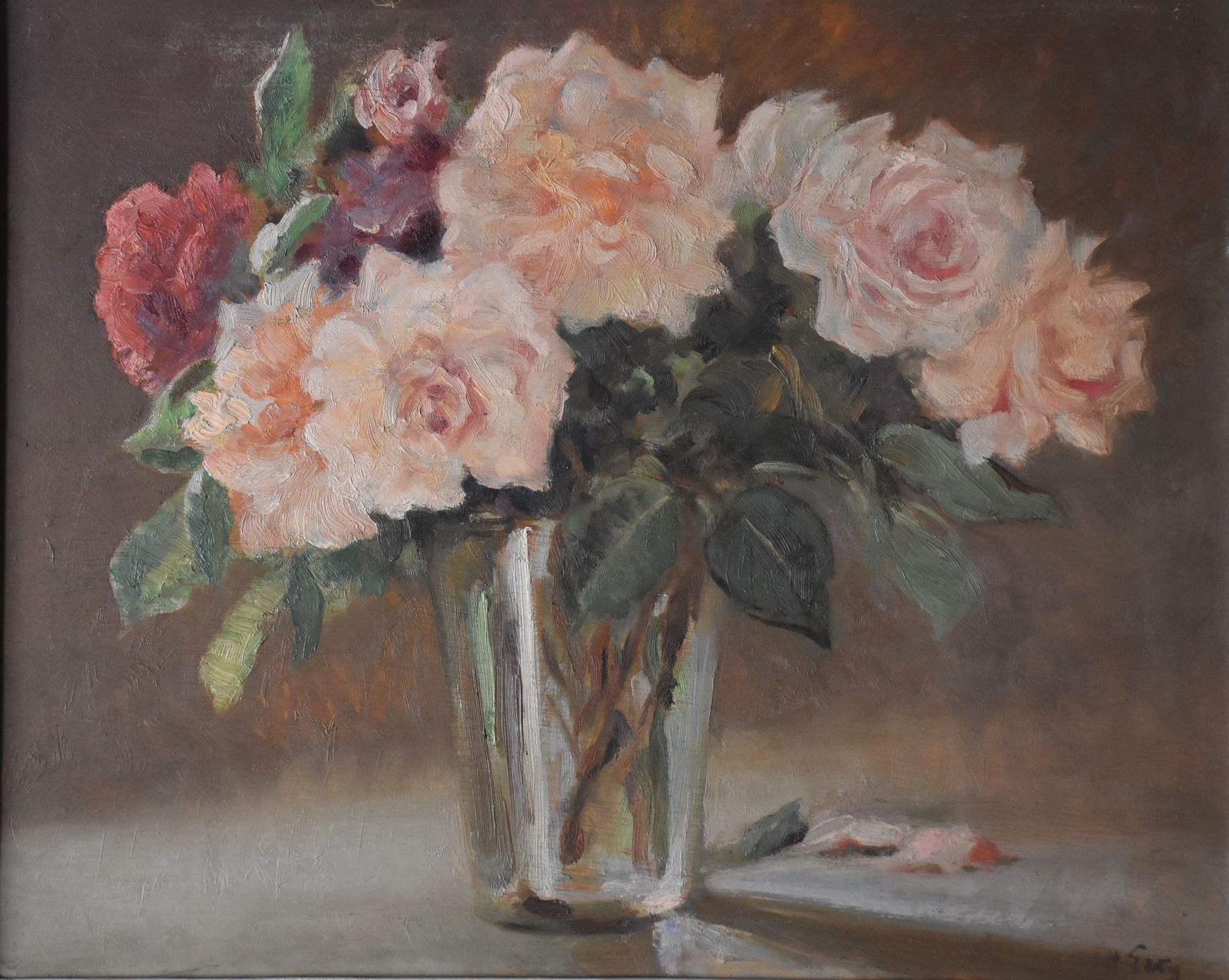 Hippolyte Léty, Roses In A Glass (Circa 1930)