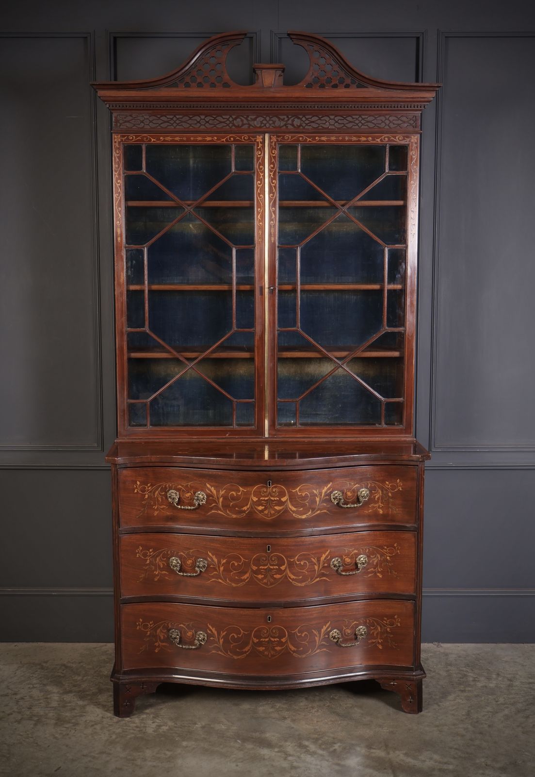 Rare George III Marquetry Inlaid Mahogany Bookcase photo vinterior