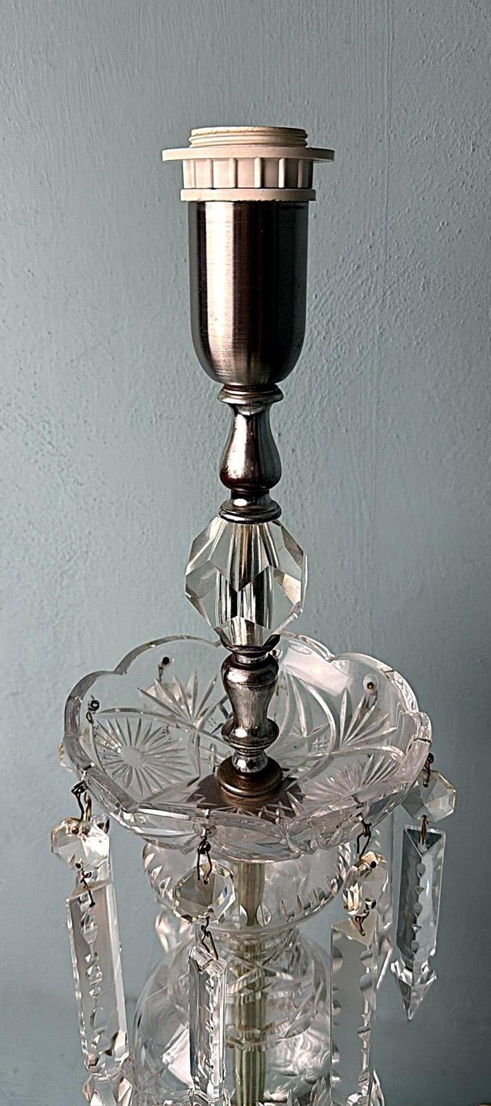 Louis XVI Revival French Table Lamp Crystals And Decorative Base (No Lampshade) photo 977.0