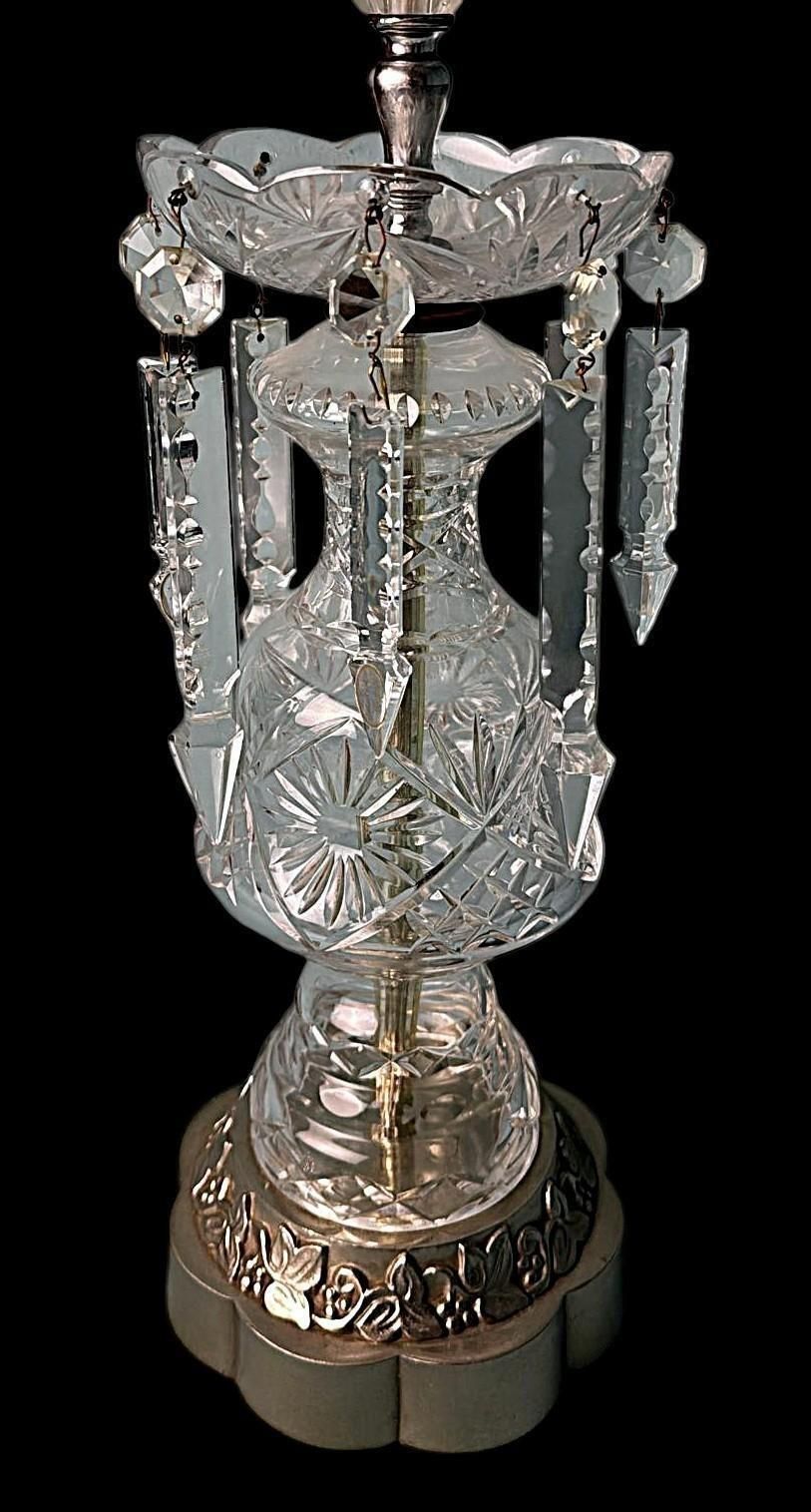 Louis XVI Revival French Table Lamp Crystals And Decorative Base (No Lampshade) photo vinterior