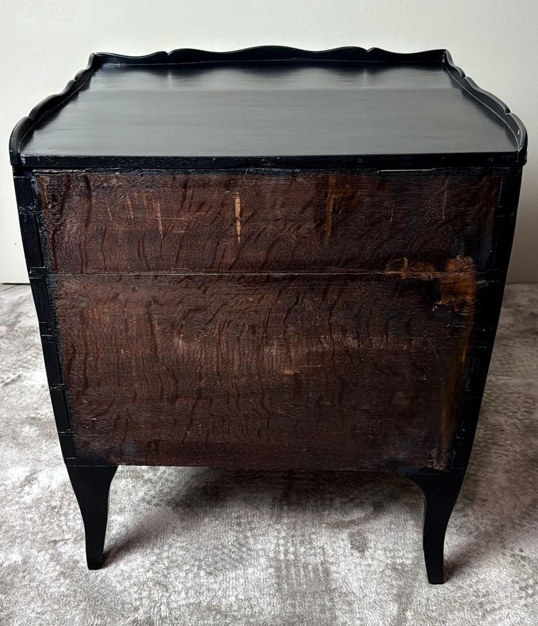 Louis XV Style Black Lacquered Walnut Chest Of Drawers With Bronze Decorations photo vintage