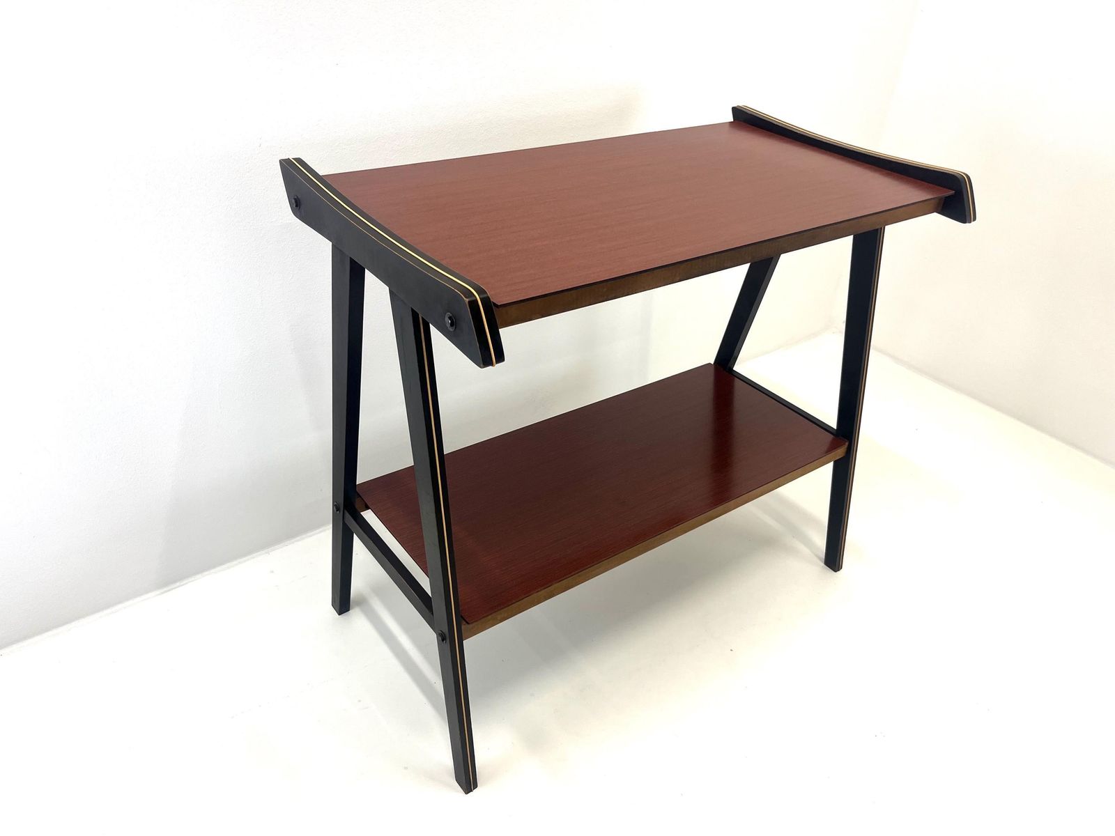 Vintage Wooden Console Table / Tv Or Radio Stand / Stand With Shelf / Mcm Small Table / Yugoslavia 60s / Trolley Stand