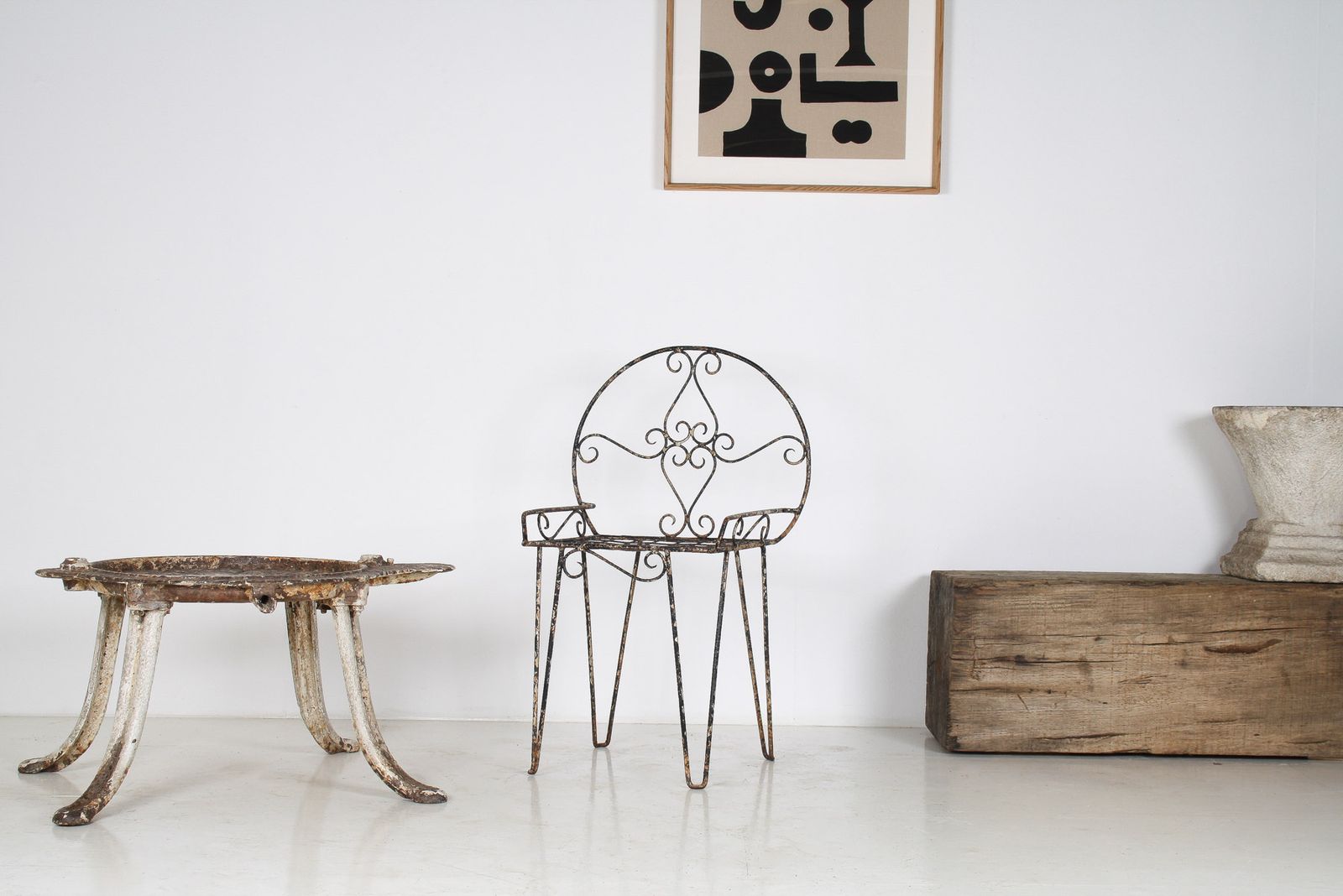 Beautiful Weathered Wirework Scroll Iron Garden Chair
