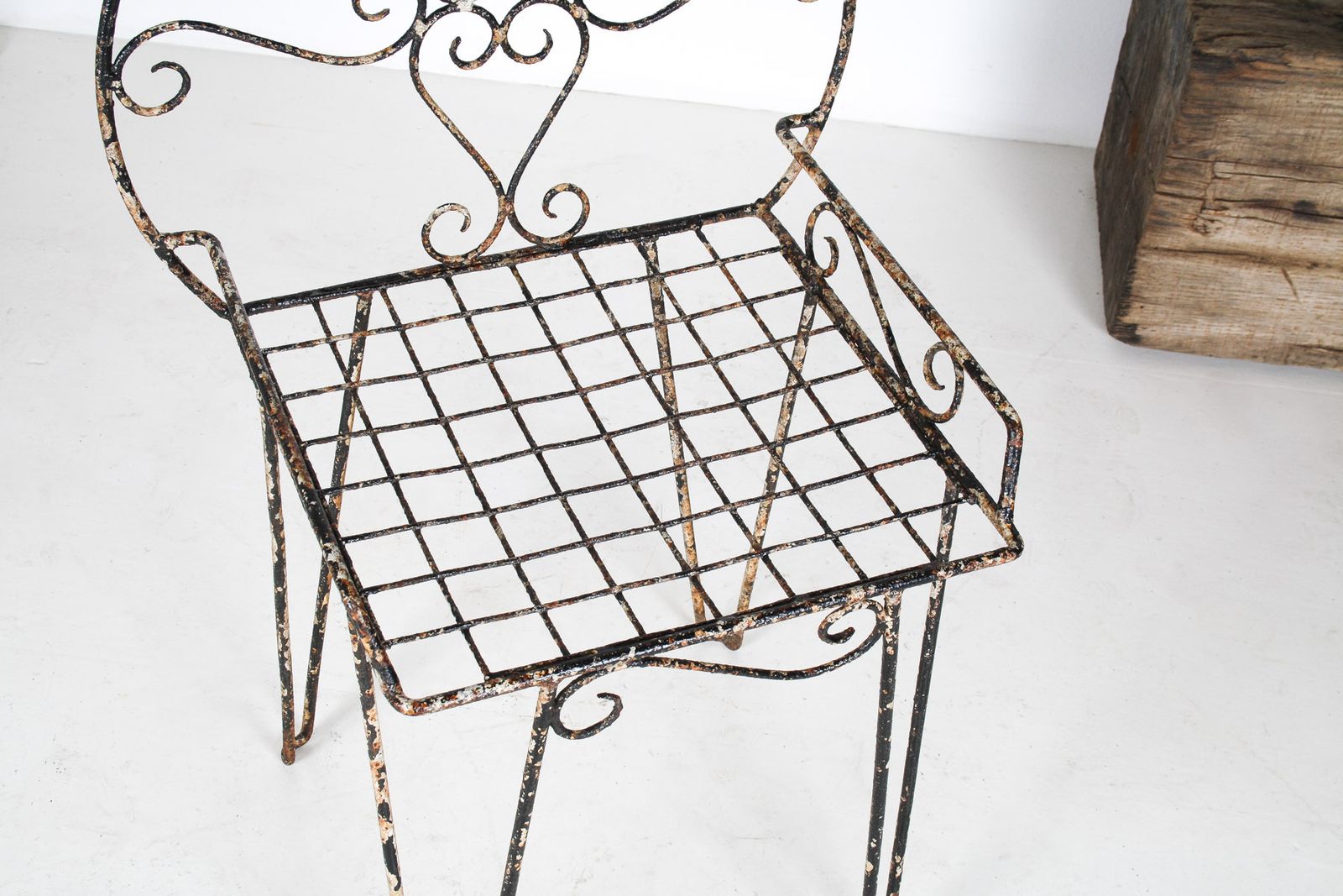 Beautiful Weathered Wirework Scroll Iron Garden Chair photo buy