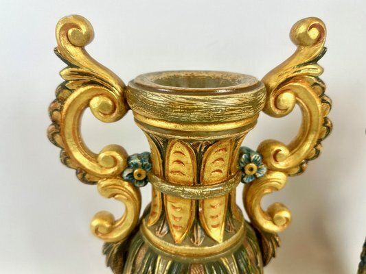 Neoclassical Polychrome Hand Painted Vases, 1980s, Set Of 2 photo buy