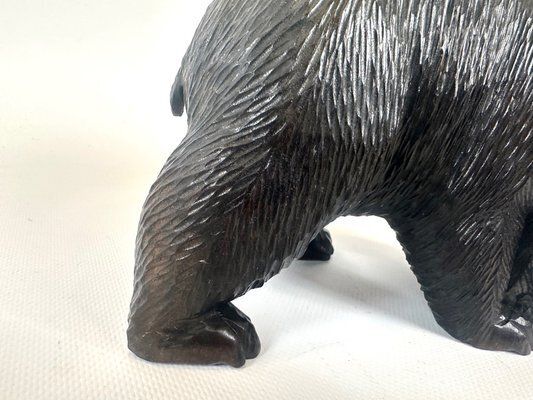 photo furniture Japanes Bear With Cub Wooden Carved Ainu Figurine, 1900s